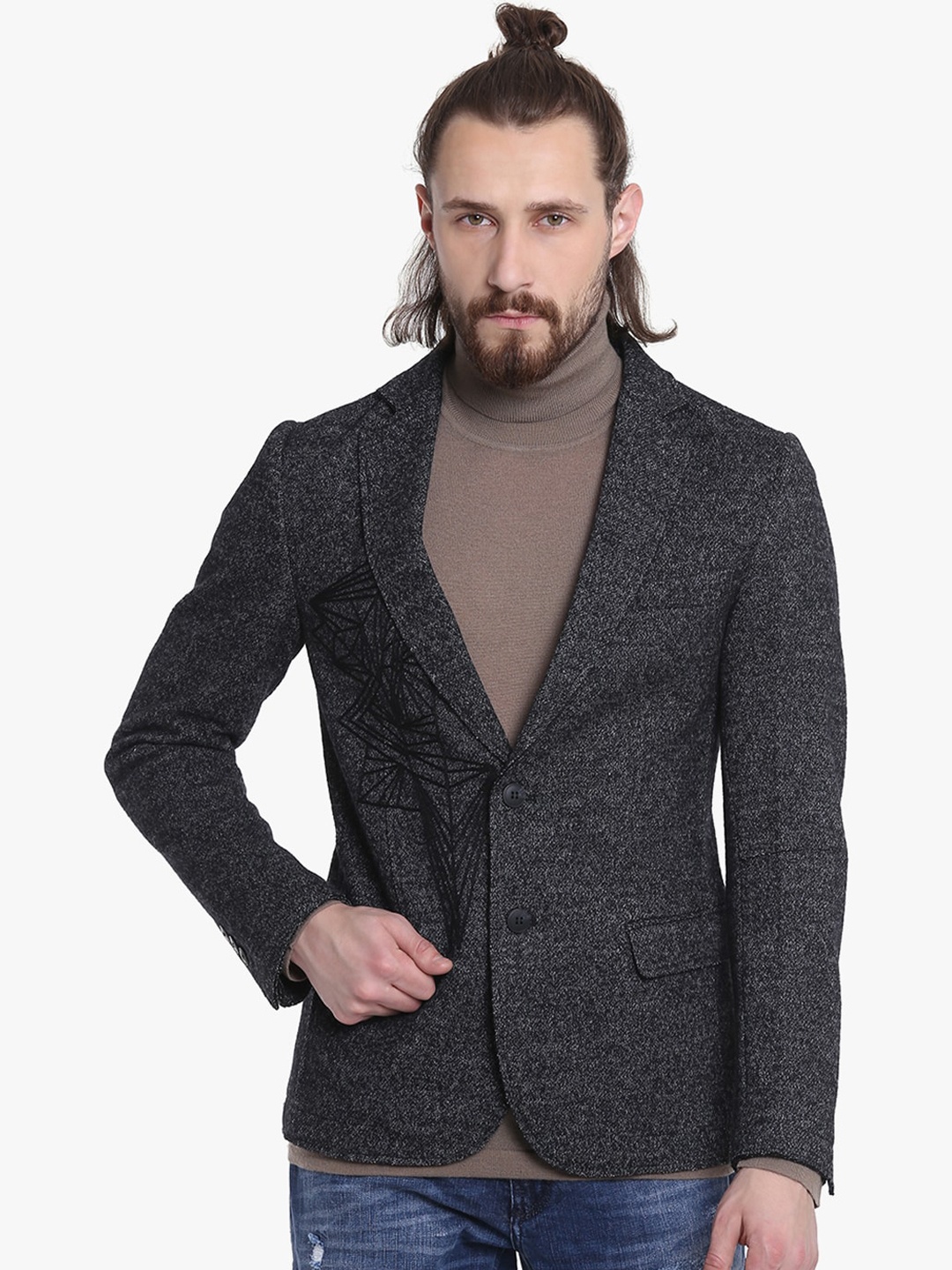 

Antony Morato Grey Melange Slim Fit Single-Breasted Blazer