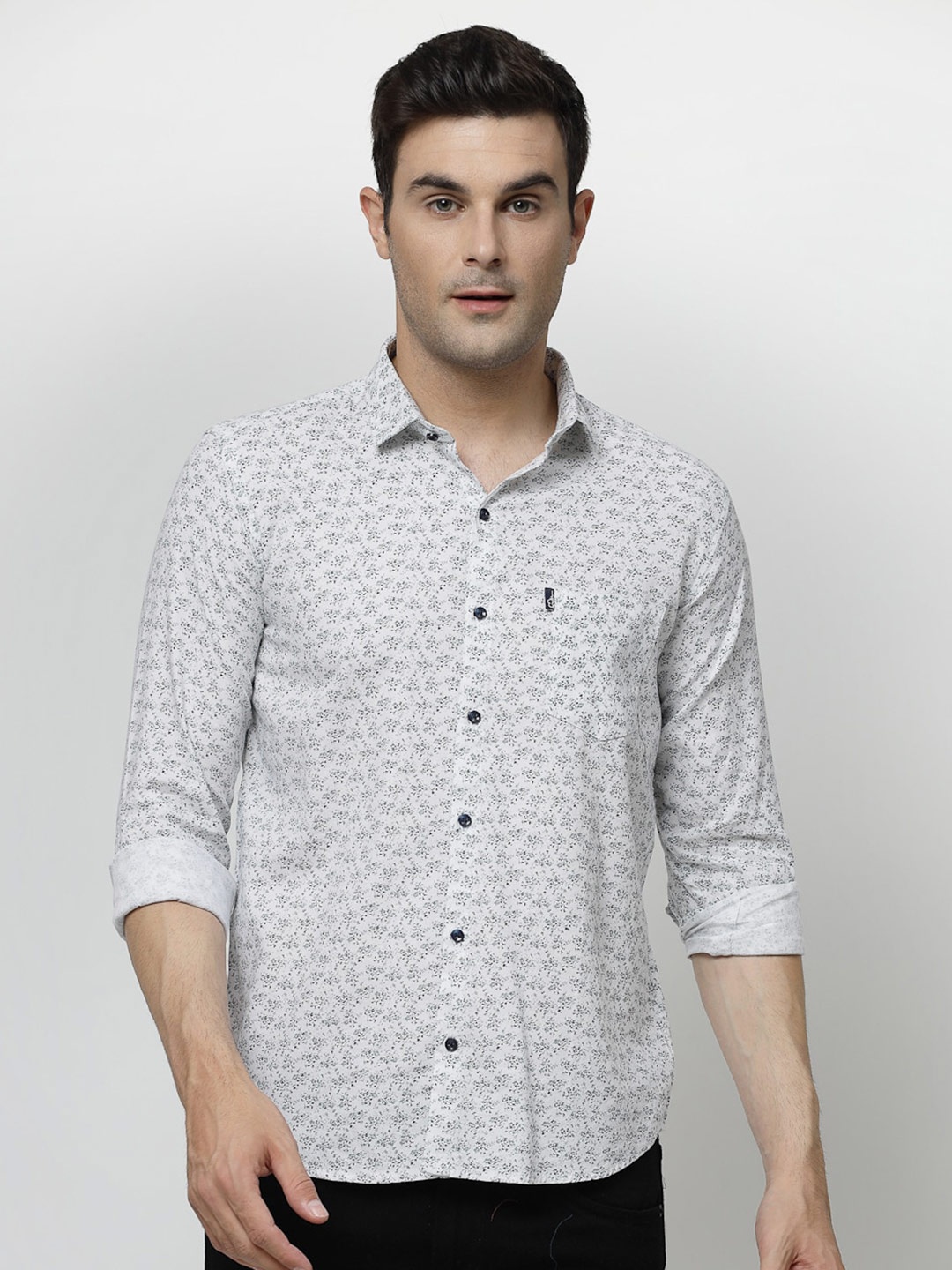 

ADWYN PETER Floral Printed Cotton Casual Shirt, White