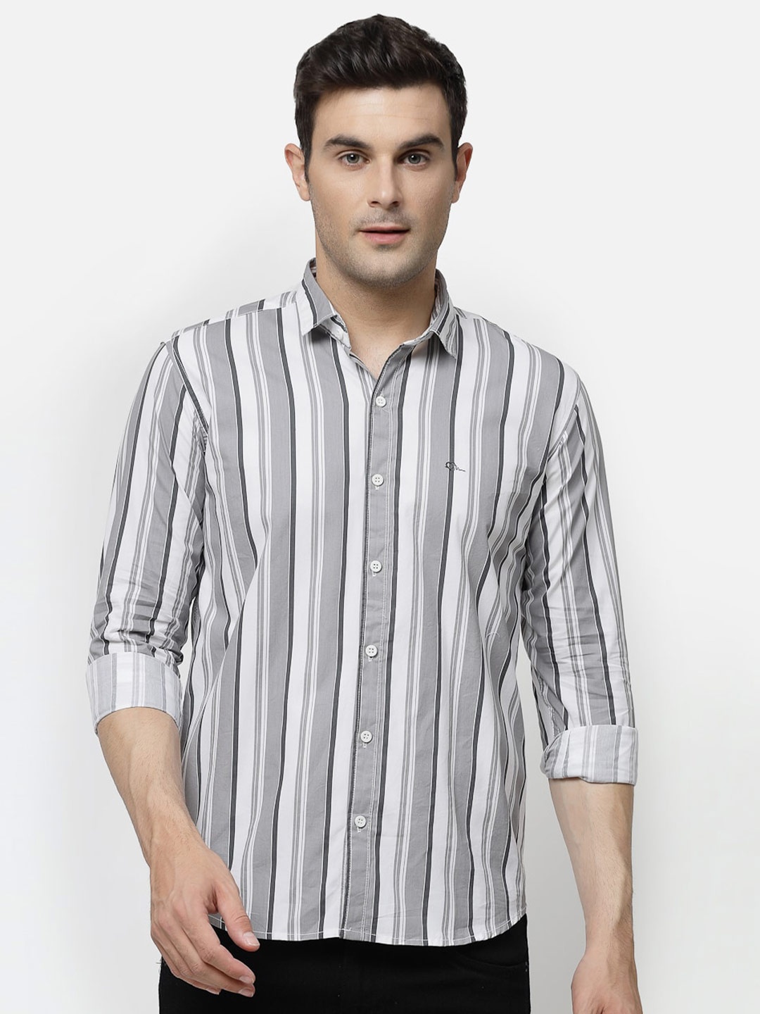 

ADWYN PETER Striped Regular Fit Casual Shirt, Grey