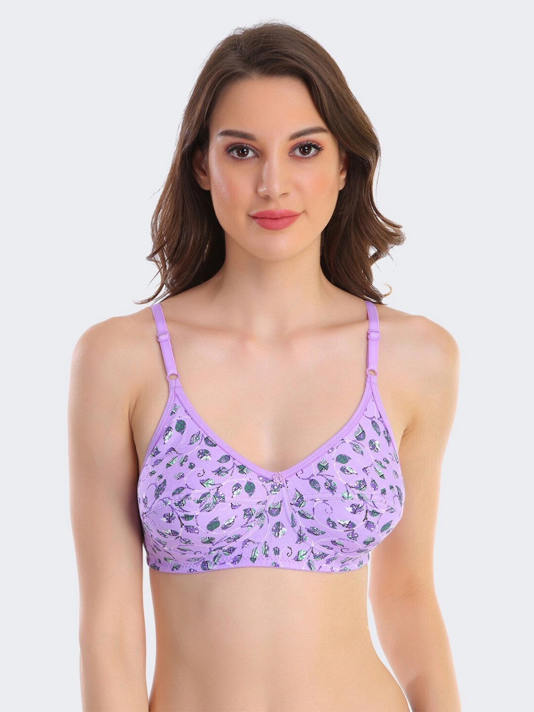 

POOJA RAGENEE Floral Printed Full Coverage Everyday Cotton Bra, Purple