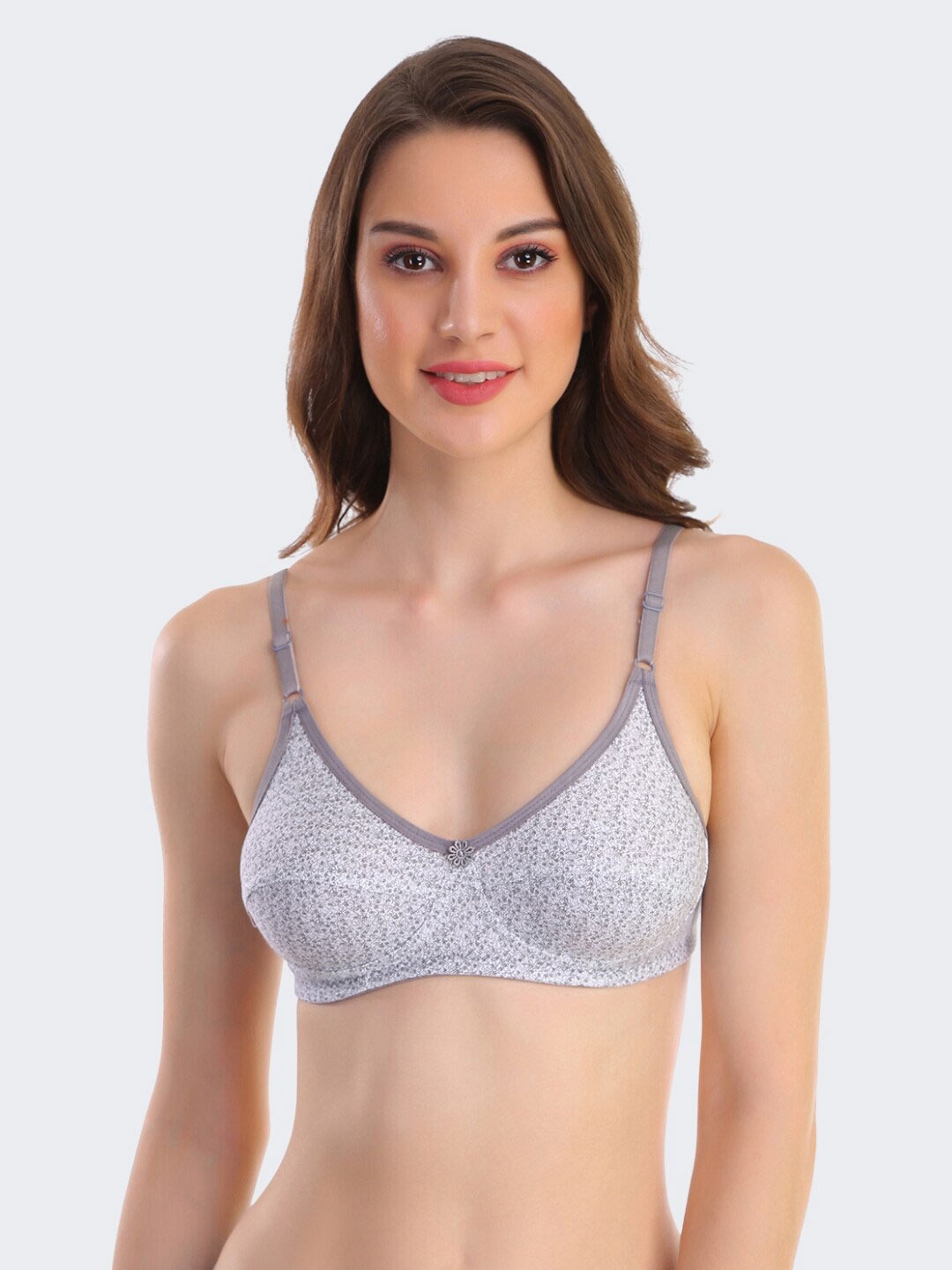 

POOJA RAGENEE Abstract Printed Full Coverage Everyday Cotton Bra, Grey