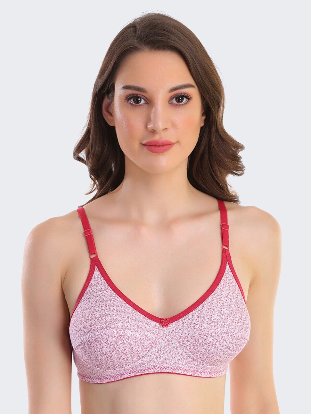 

POOJA RAGENEE Abstract Printed Full Coverage Everyday Cotton Bra, Red