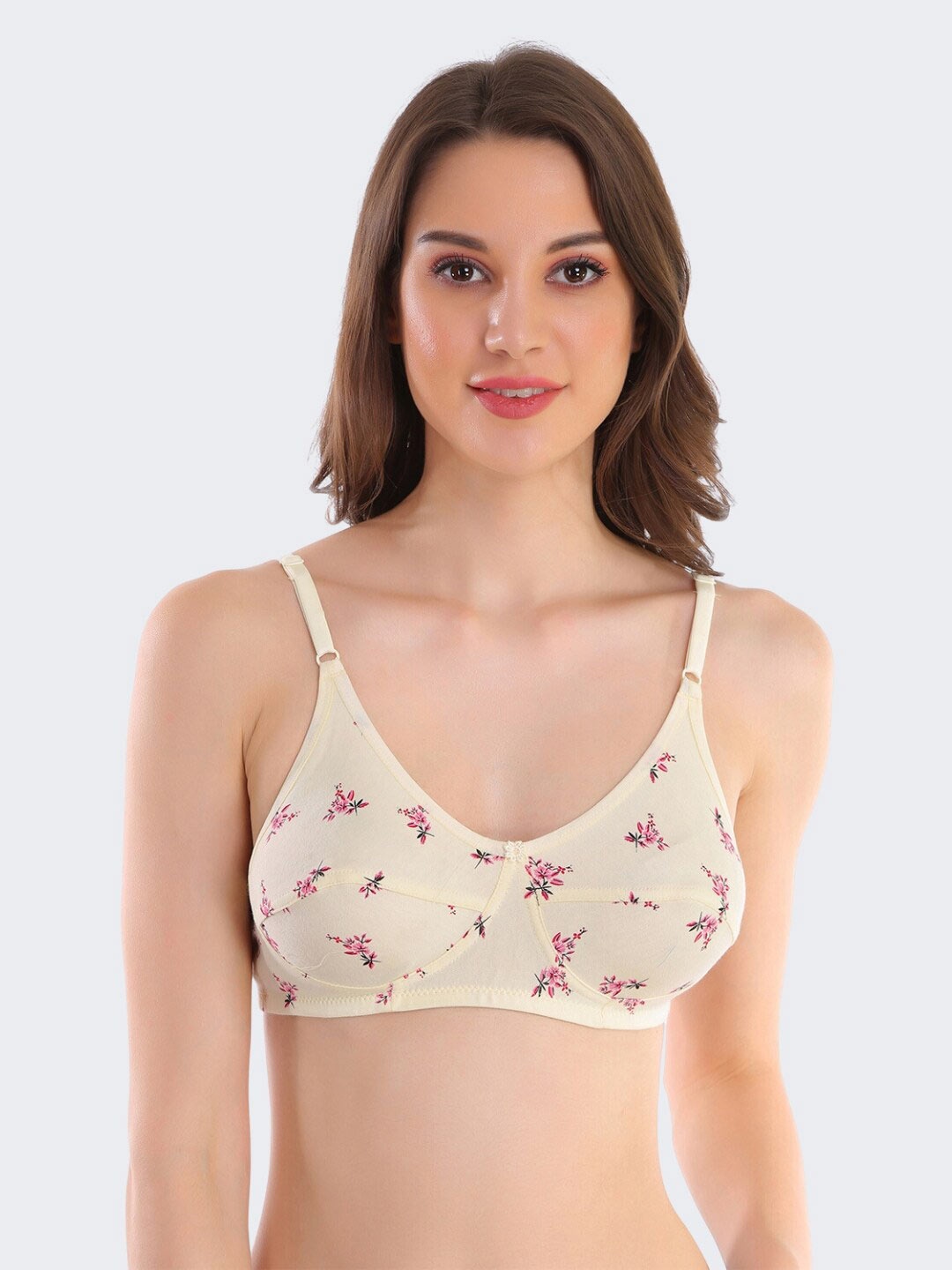 

POOJA RAGENEE Floral Printed Full Coverage Everyday Cotton Bra, Cream