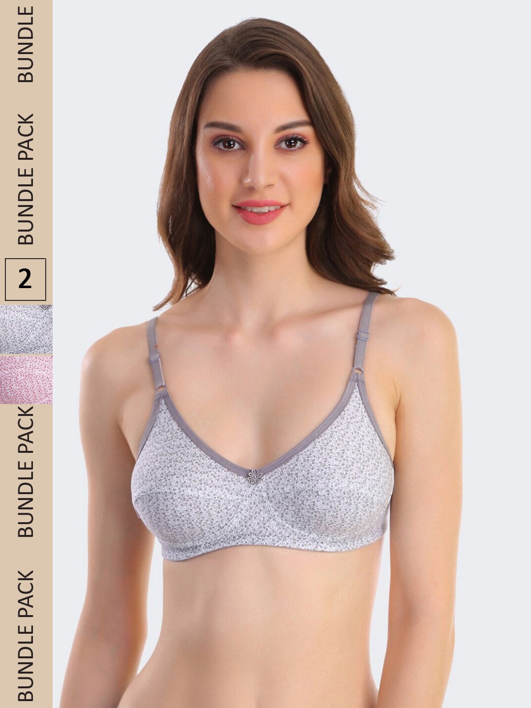 

POOJA RAGENEE Pack Of 2 Abstract Printed Full Coverage Everyday Cotton Bra, Red