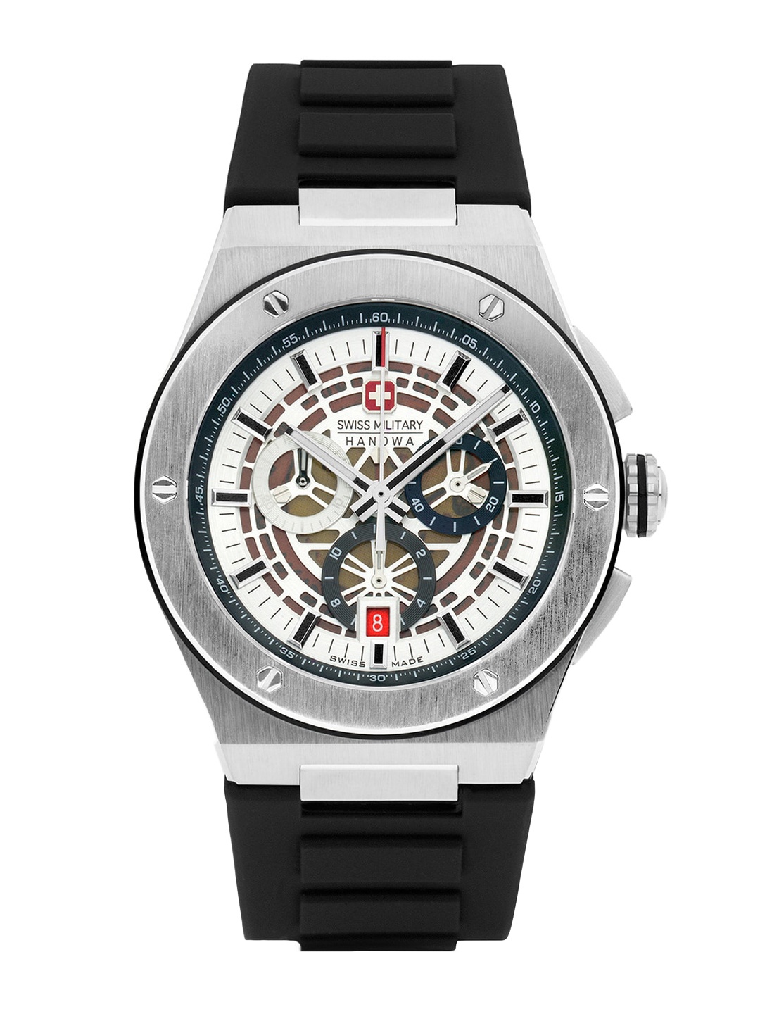 

SWISS MILITARY HANOWA Men Skeleton Dial & Straps Analogue Chronograph Watch SMWGO0000901, Silver