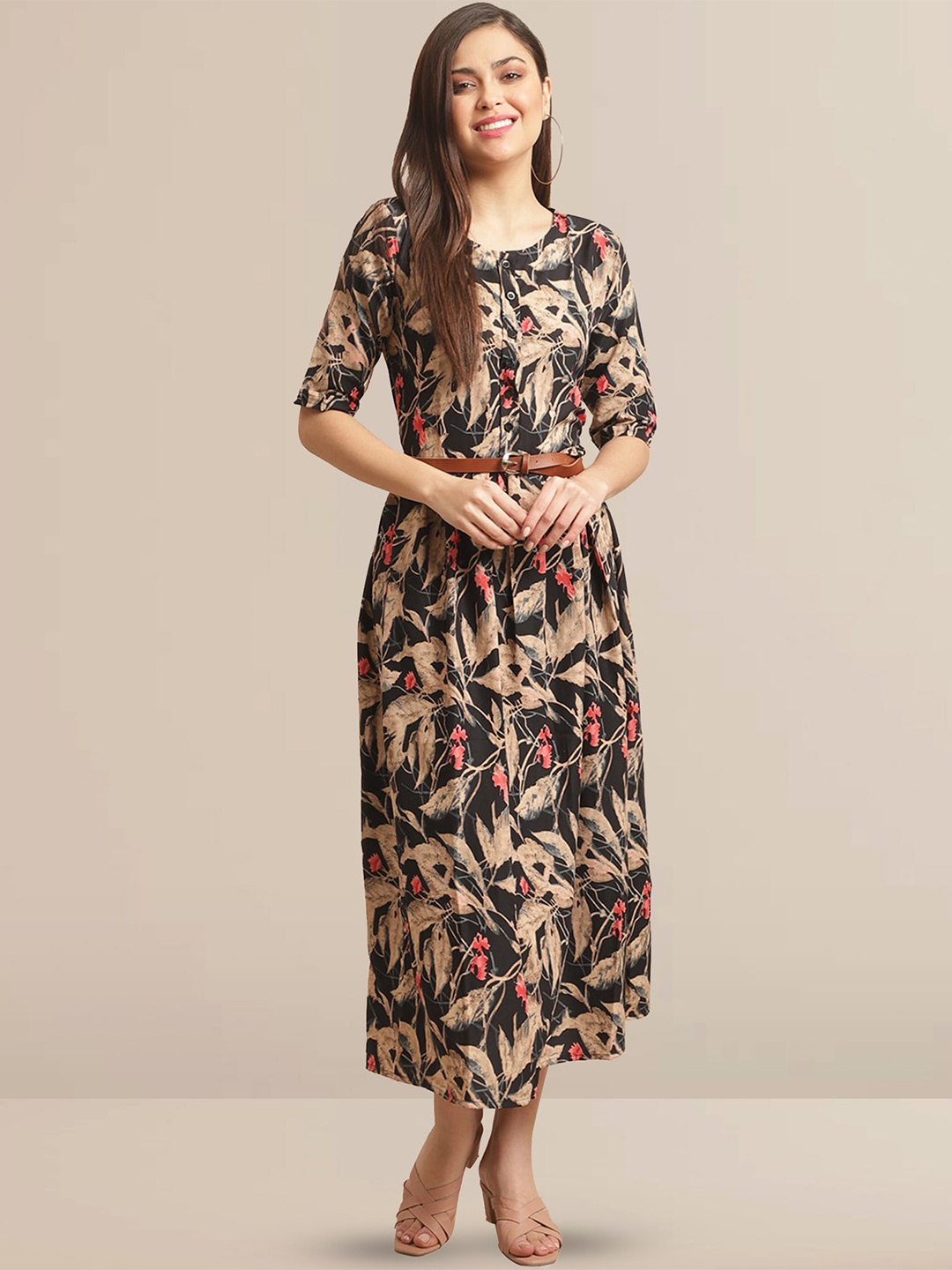 

BAESD Floral Printed Maxi Dress, Black