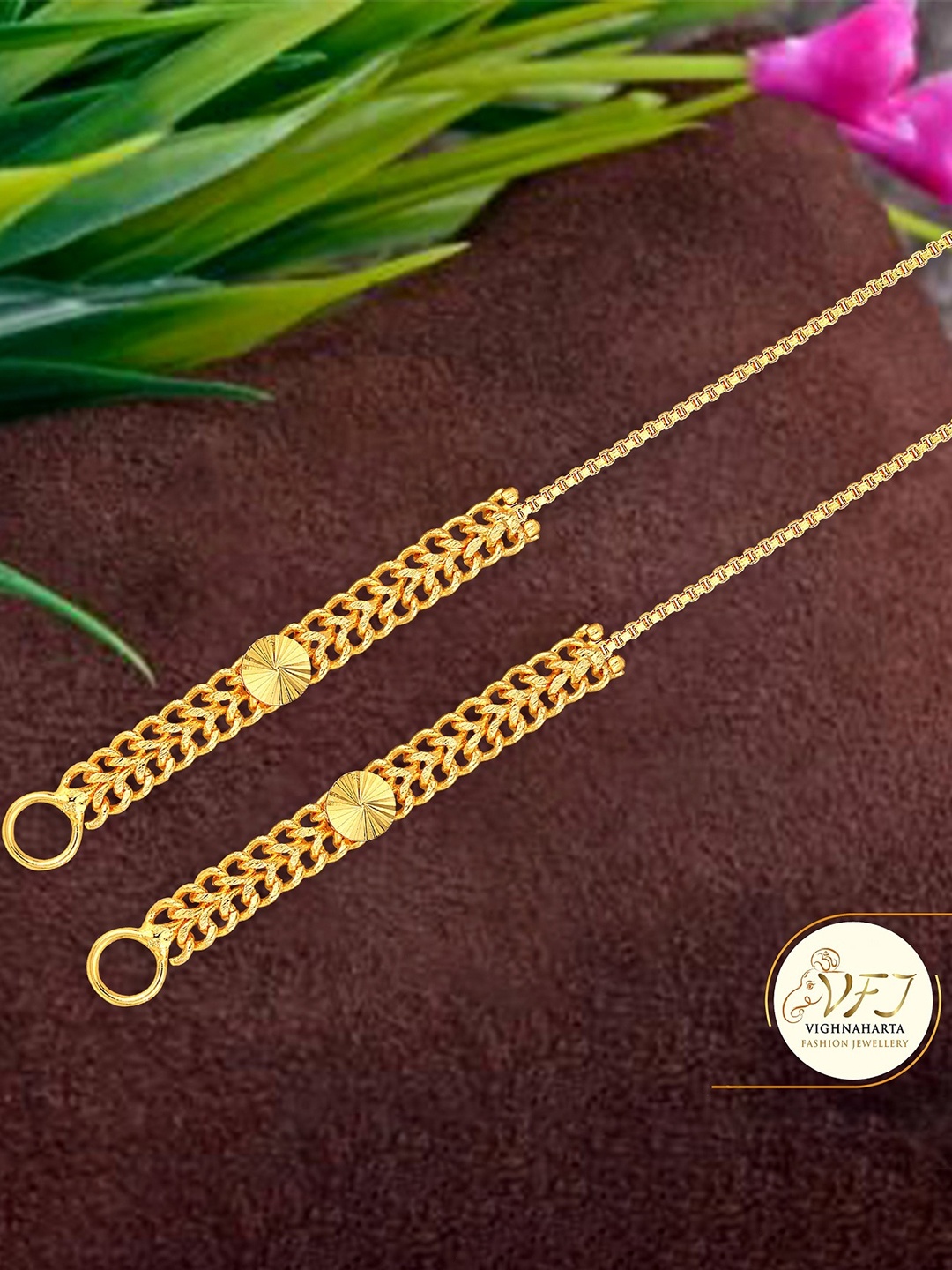 

Vighnaharta Gold-Plated Contemporary Shaped Ear Cuff Earrings