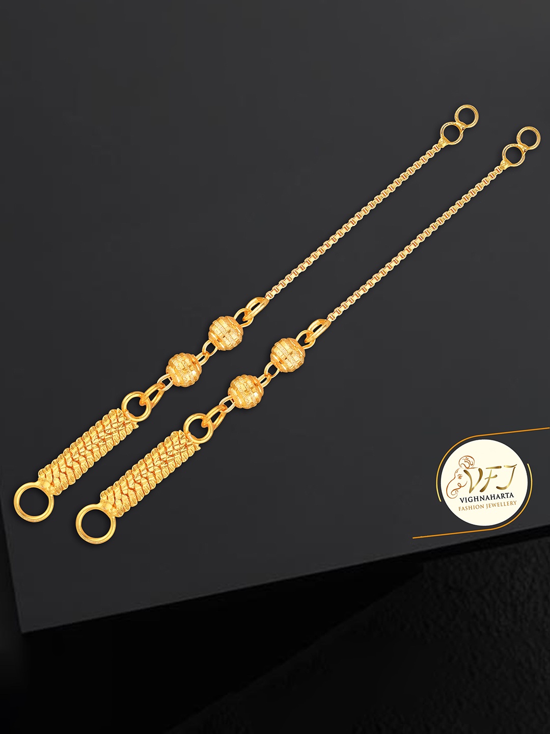 

Vighnaharta Gold-Plated Contemporary Shaped Ear Cuff Earrings