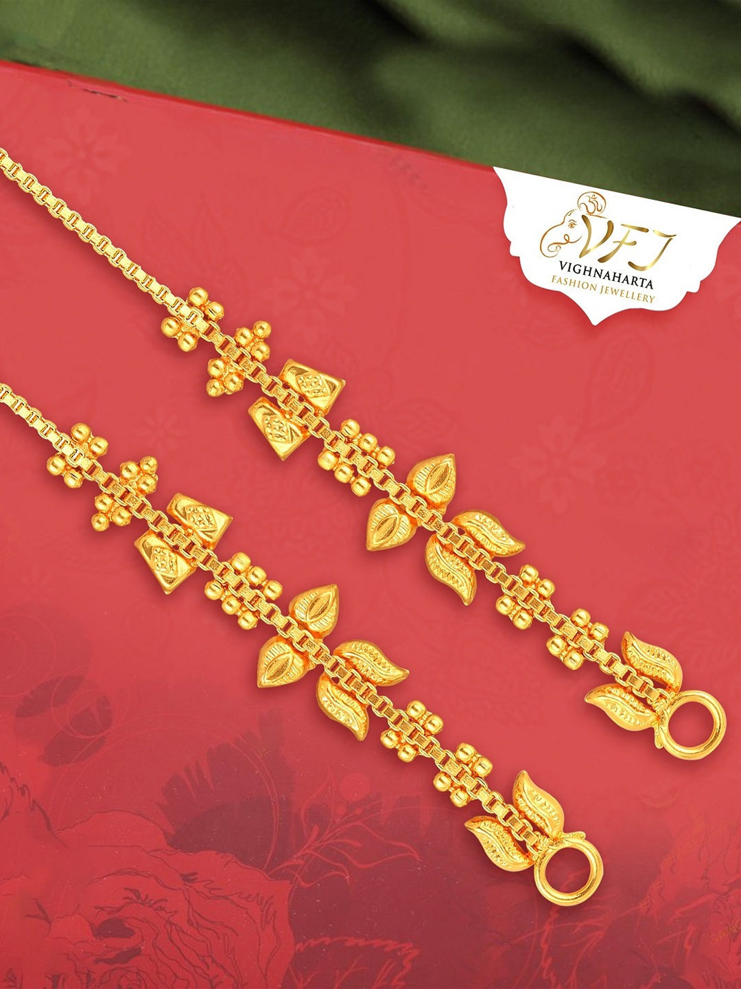 Vighnaharta Gold-Plated Contemporary Shaped Ear Cuff Earrings