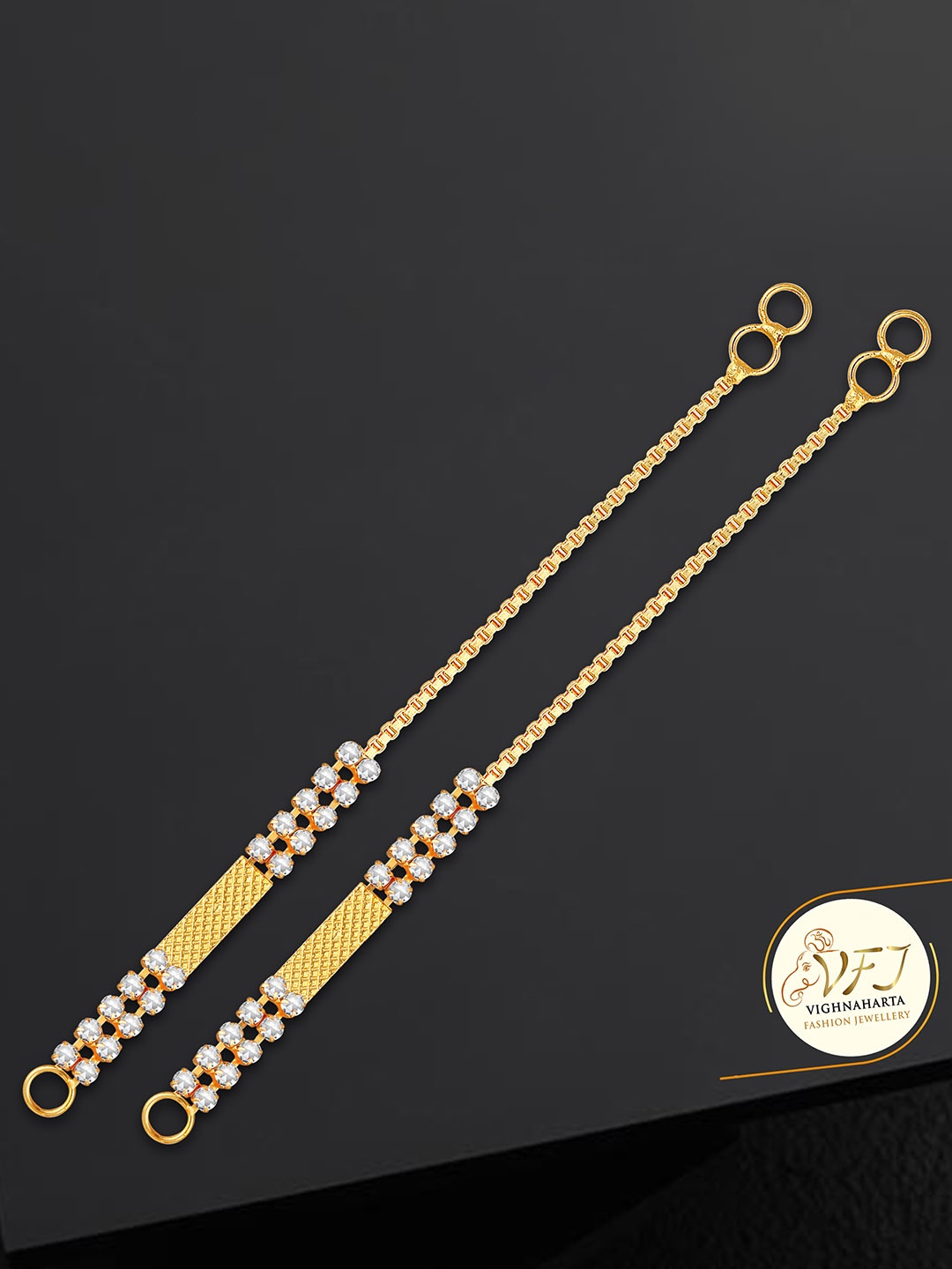 

Vighnaharta Gold-Plated Contemporary Shaped Ear Cuff Earrings