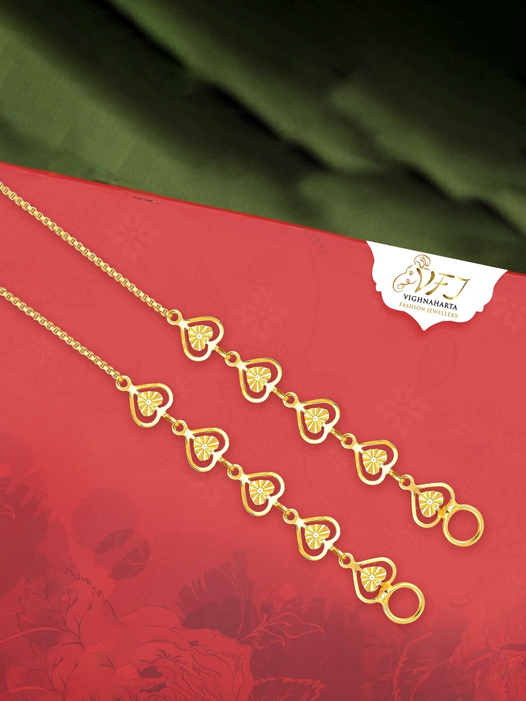 

Vighnaharta Gold-Plated Heart Shaped Ear Cuff Earrings