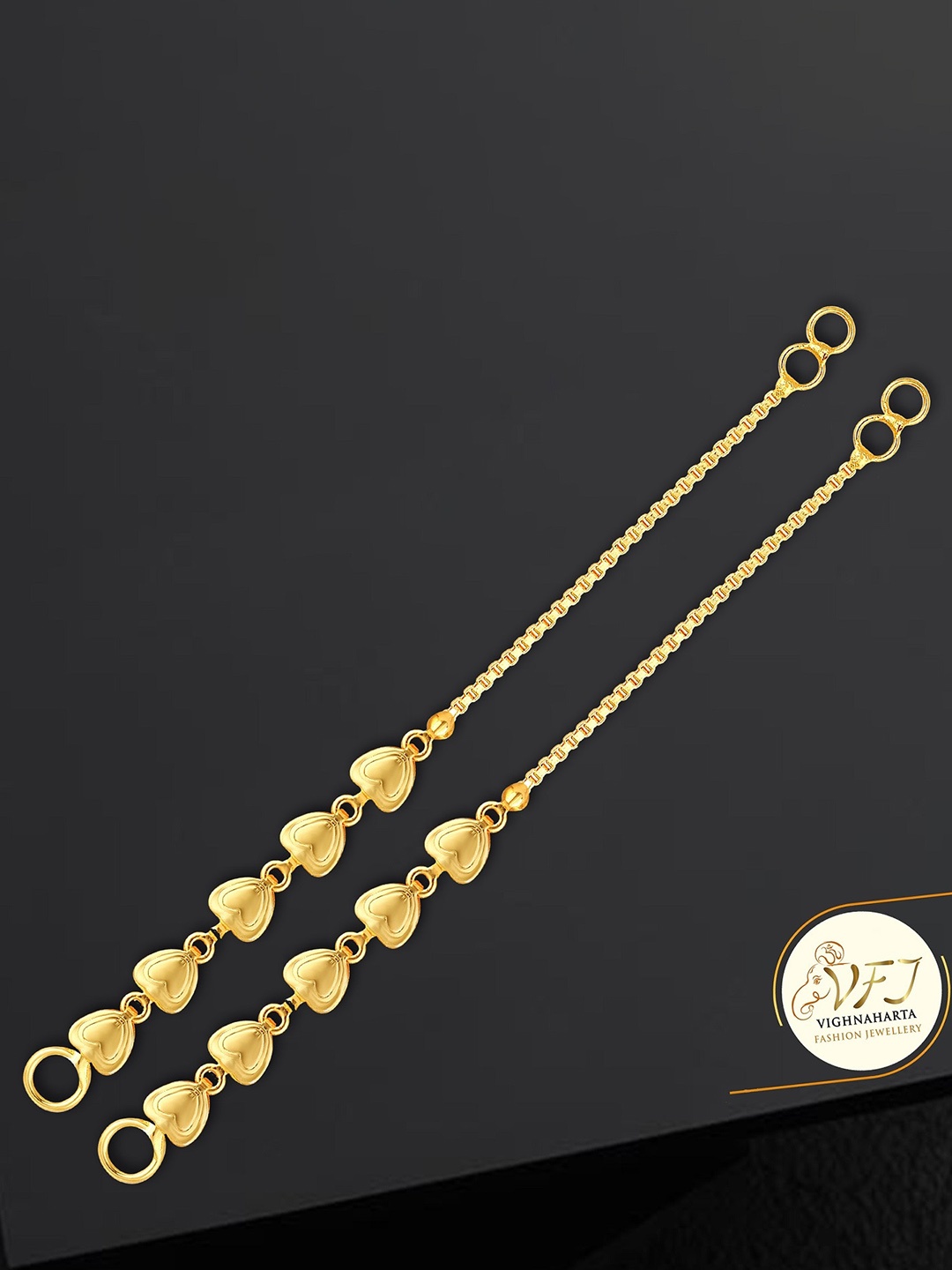 Vighnaharta Gold-Plated Teardrop Shaped Ear Chain Kanoti