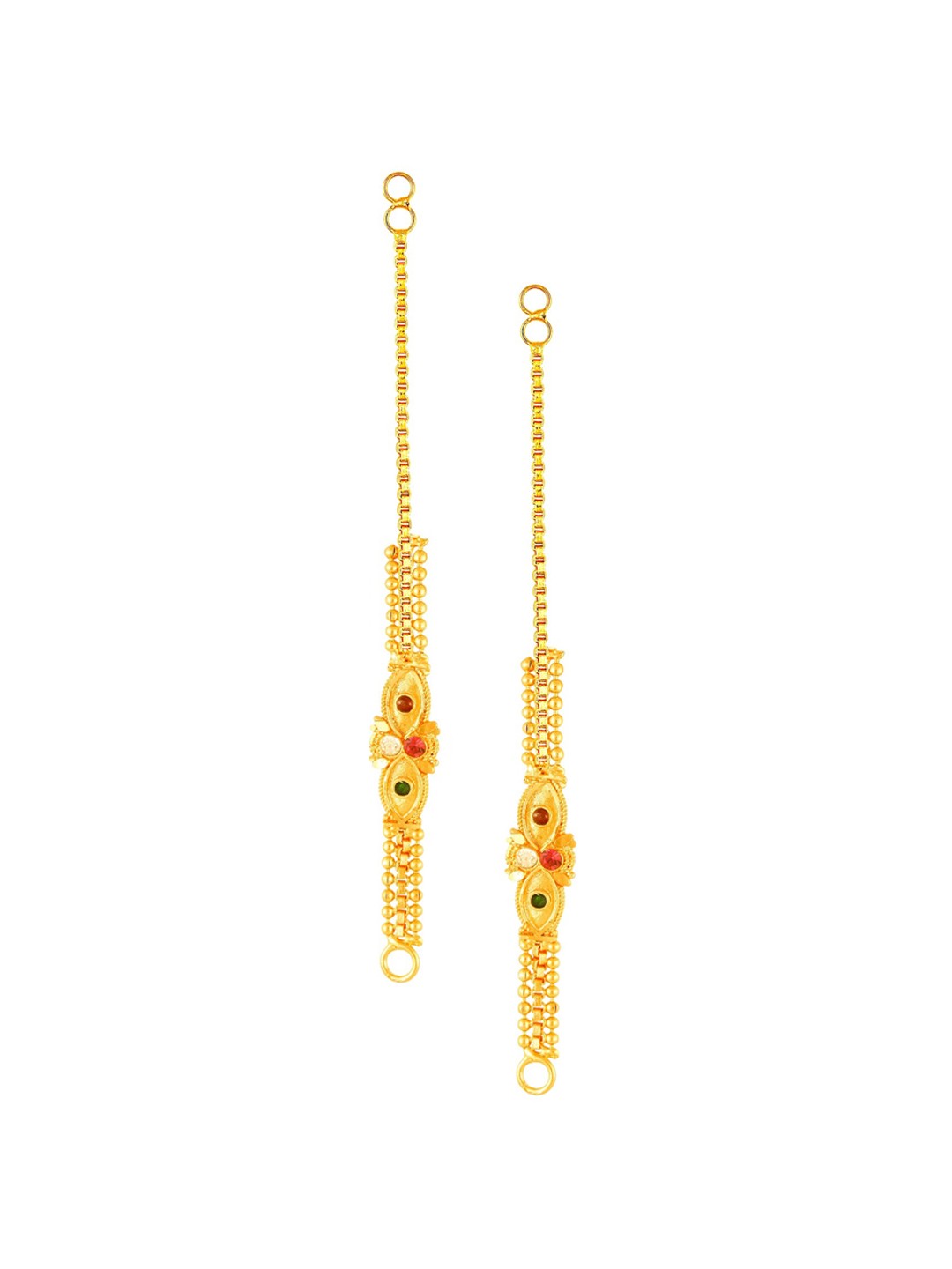 

Vighnaharta Gold-Plated Teardrop Shaped Ear Chain Kanoti