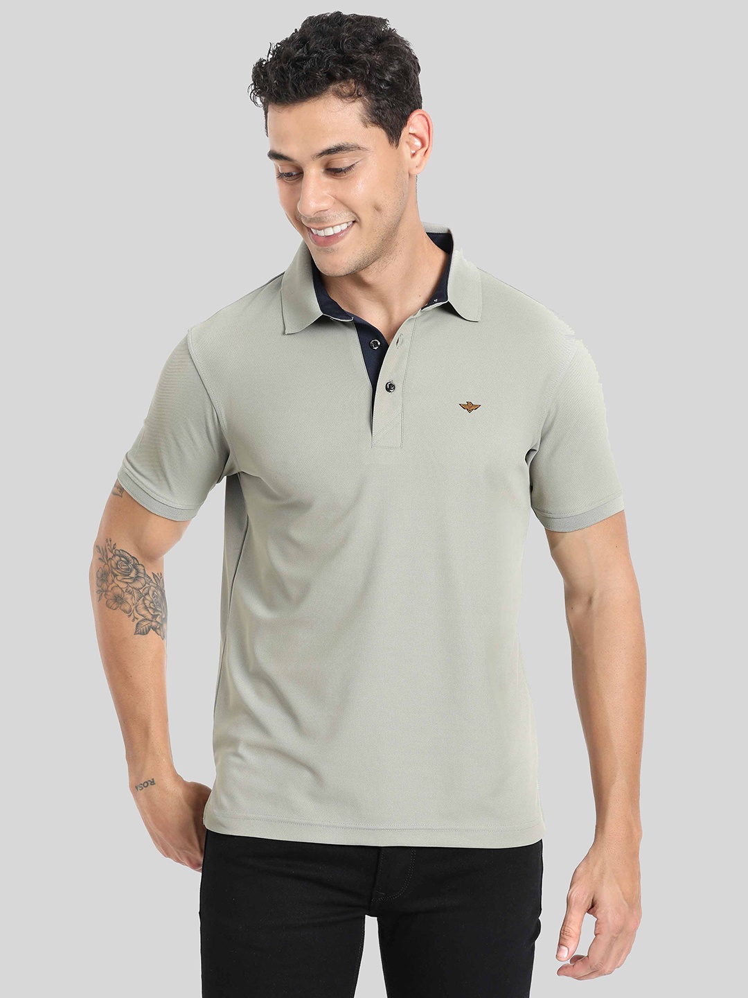 

STELLERS Polo Collar Casual T-shirt With Dry Fit Technology, Grey