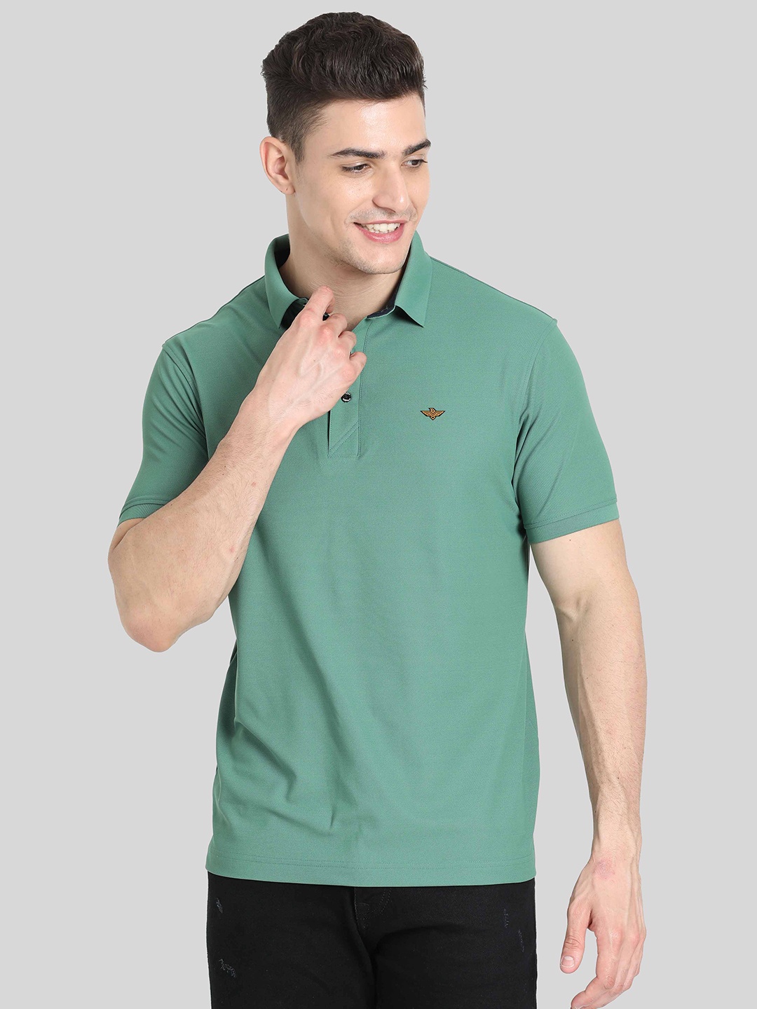 

STELLERS Polo Collar T-shirt, Sea green