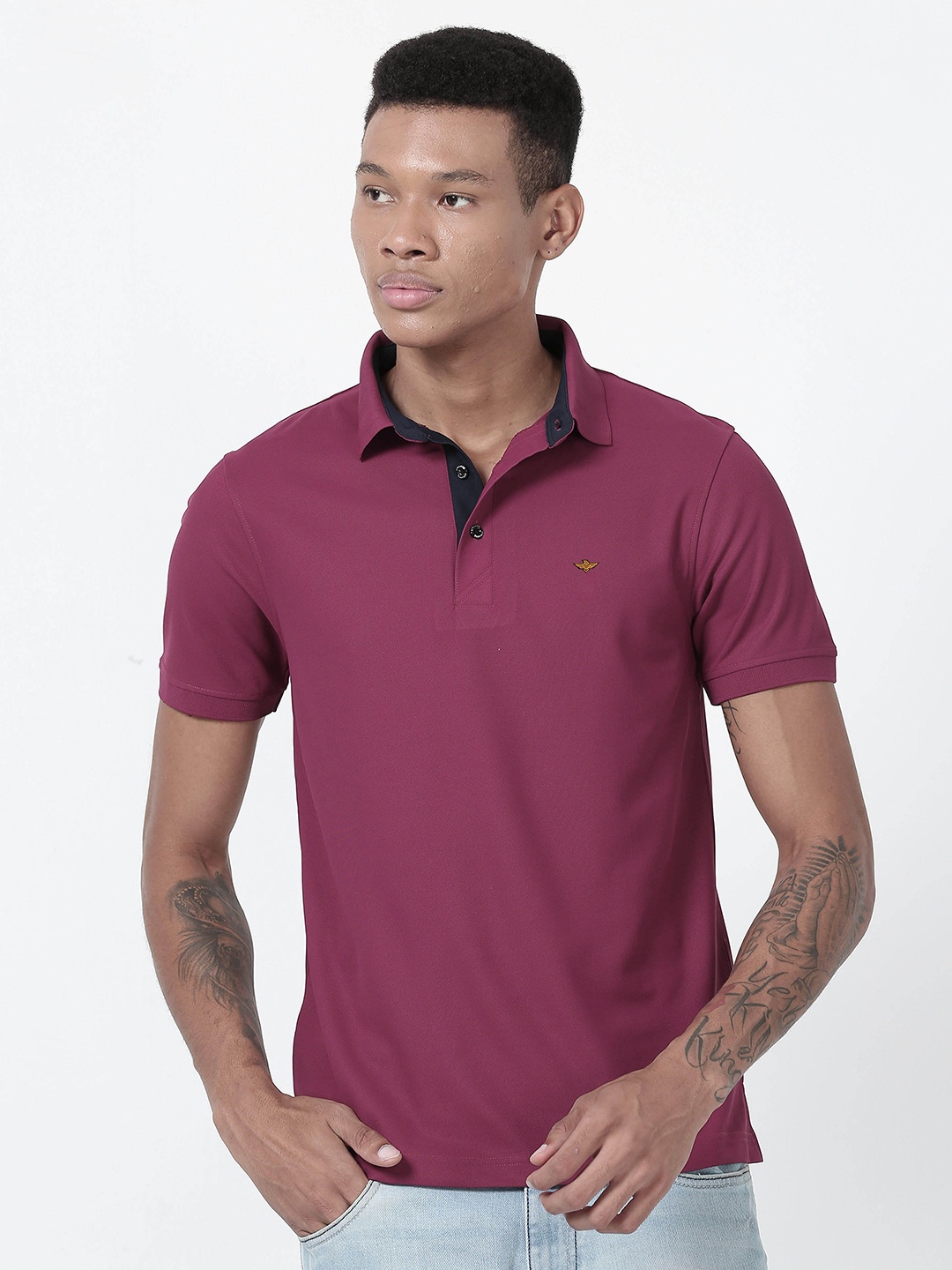 

STELLERS Polo Collar T-shirt, Burgundy