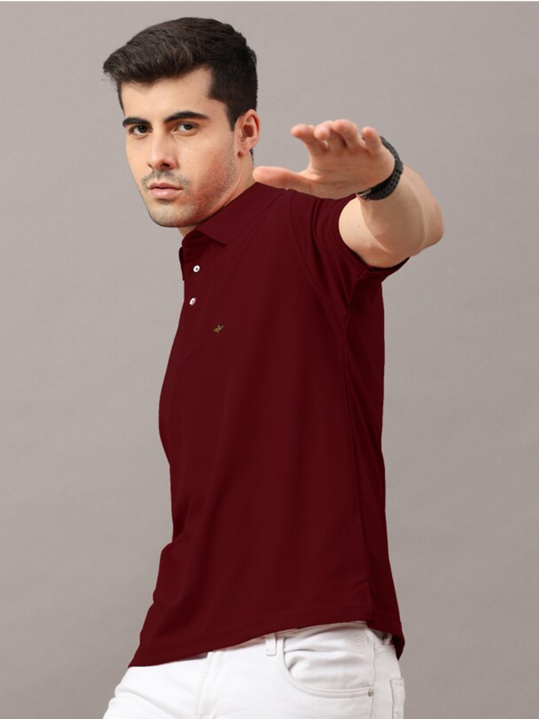 

STELLERS Polo Collar T-shirt, Burgundy