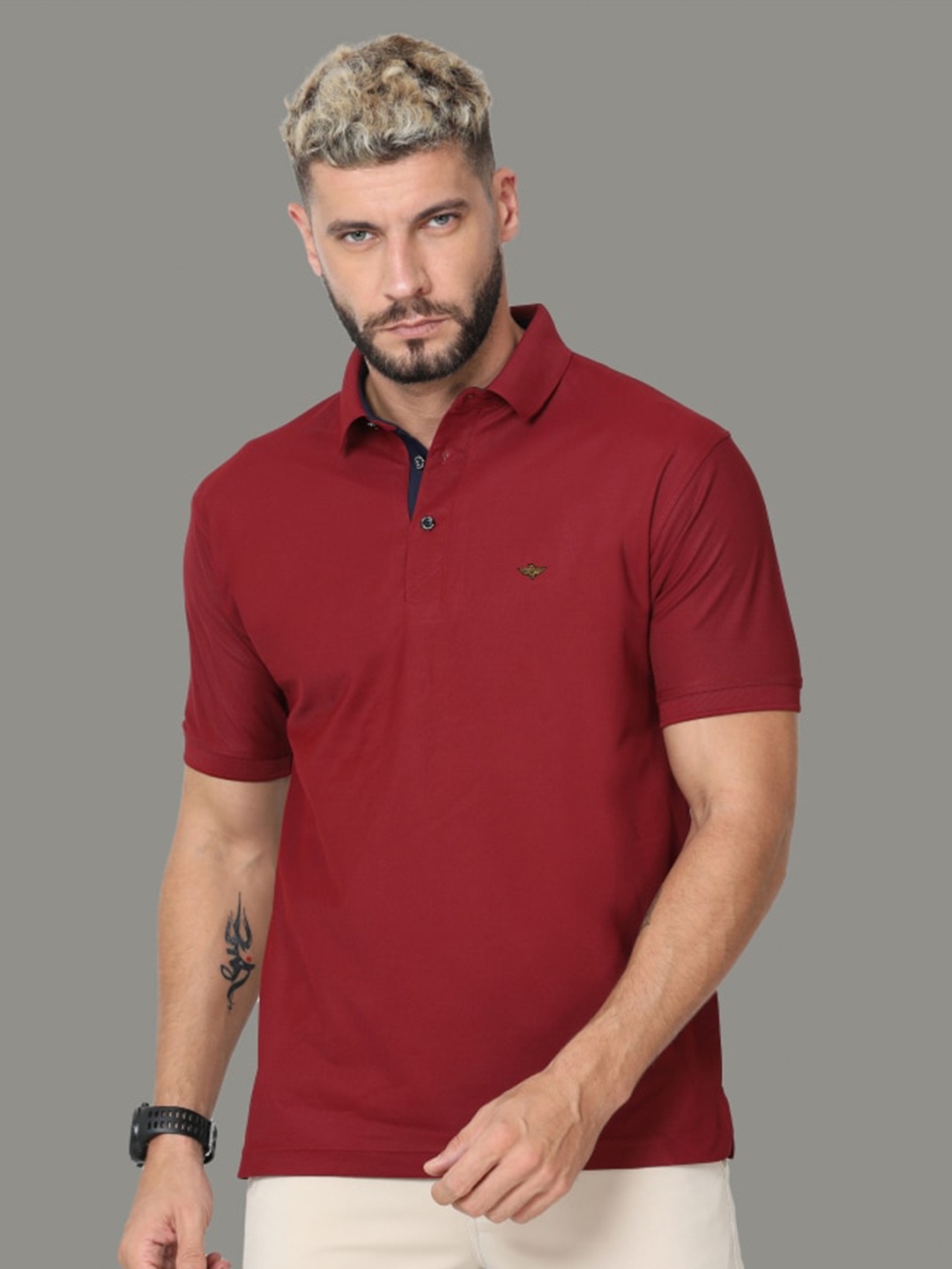 

STELLERS Polo Collar Dry-Fit Golf Sports T-shirt, Maroon