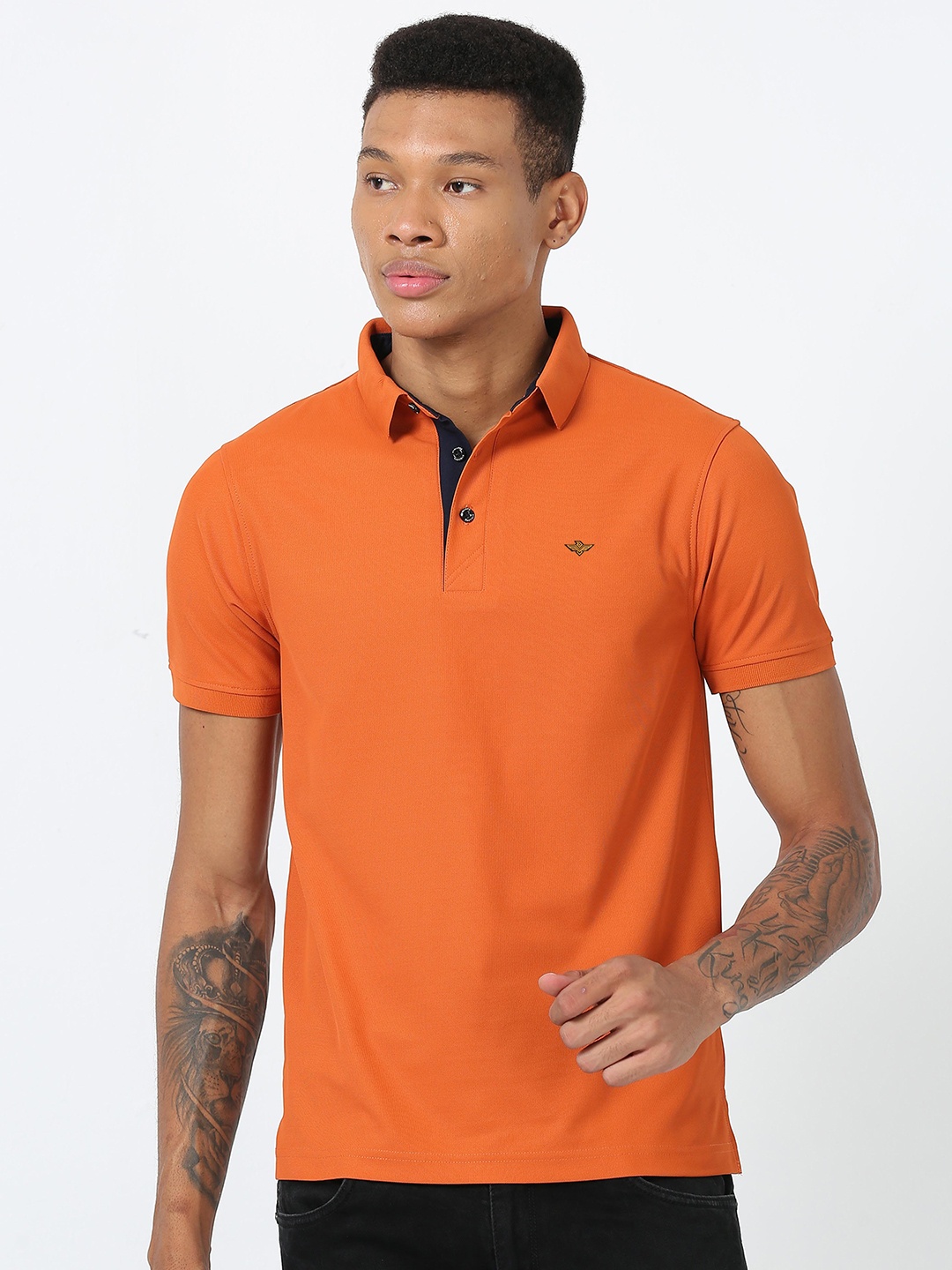 

STELLERS Polo Collar Casual T-shirt With Dry Fit Technology, Orange