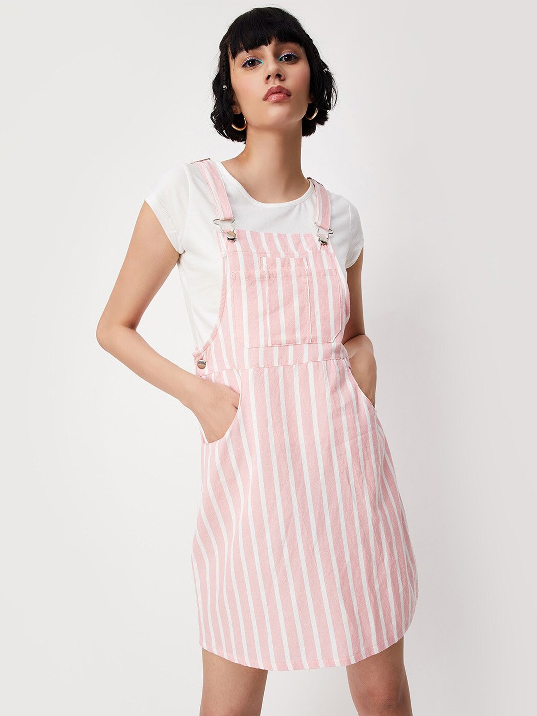 

max Striped Pinafore Dress, Pink
