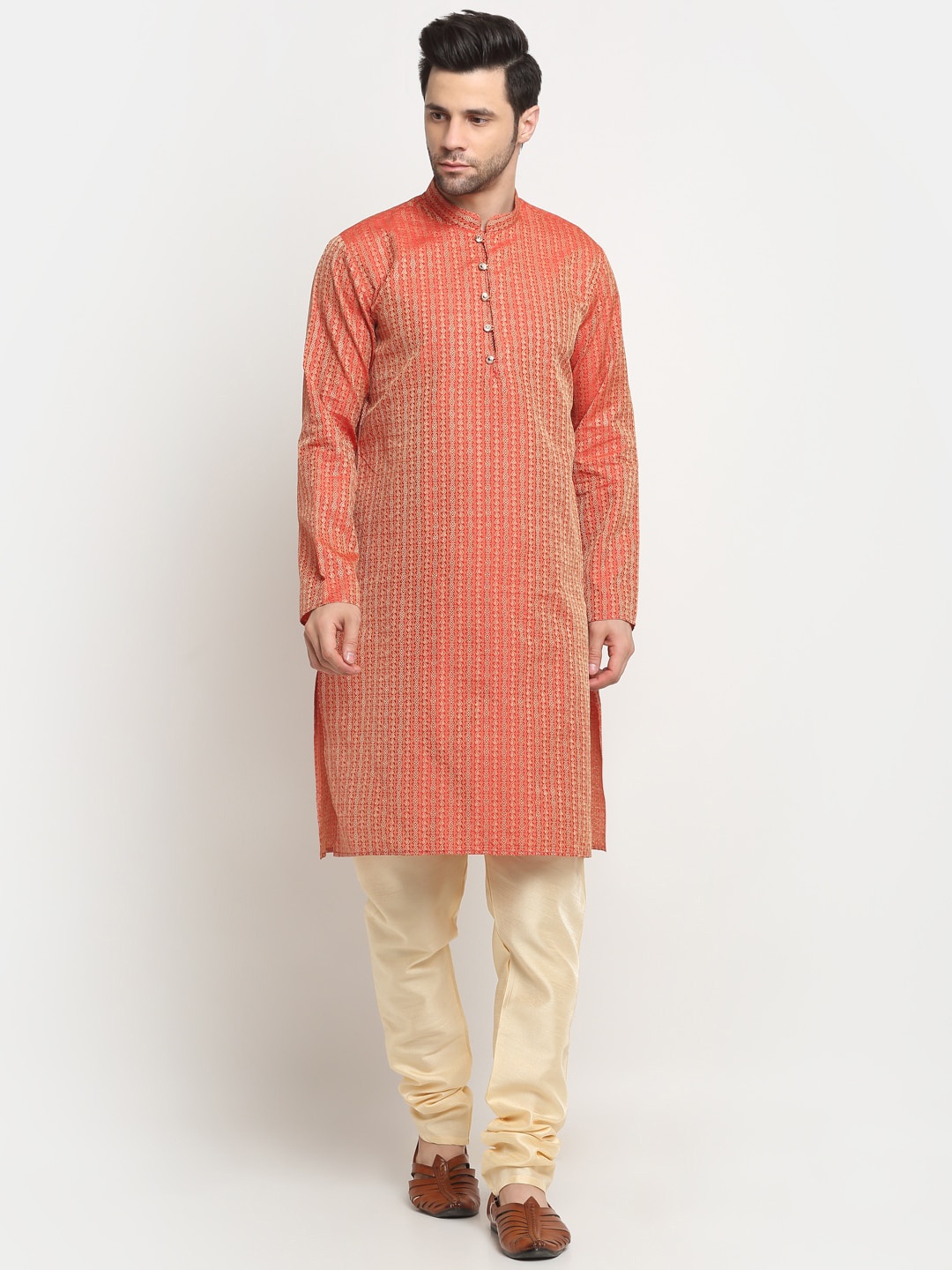 

KRAFT INDIA Woven Design Regular Kurta With Churidar, Red