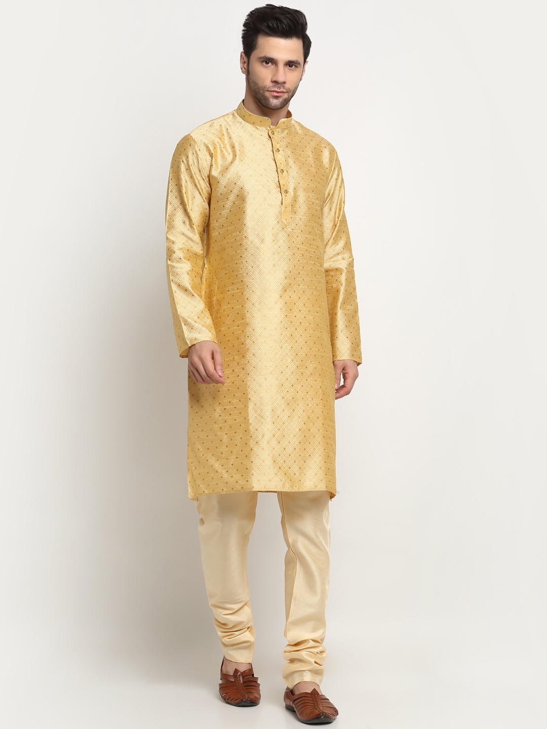 

KRAFT INDIA Woven Design Regular Kurta With Churidar, Beige