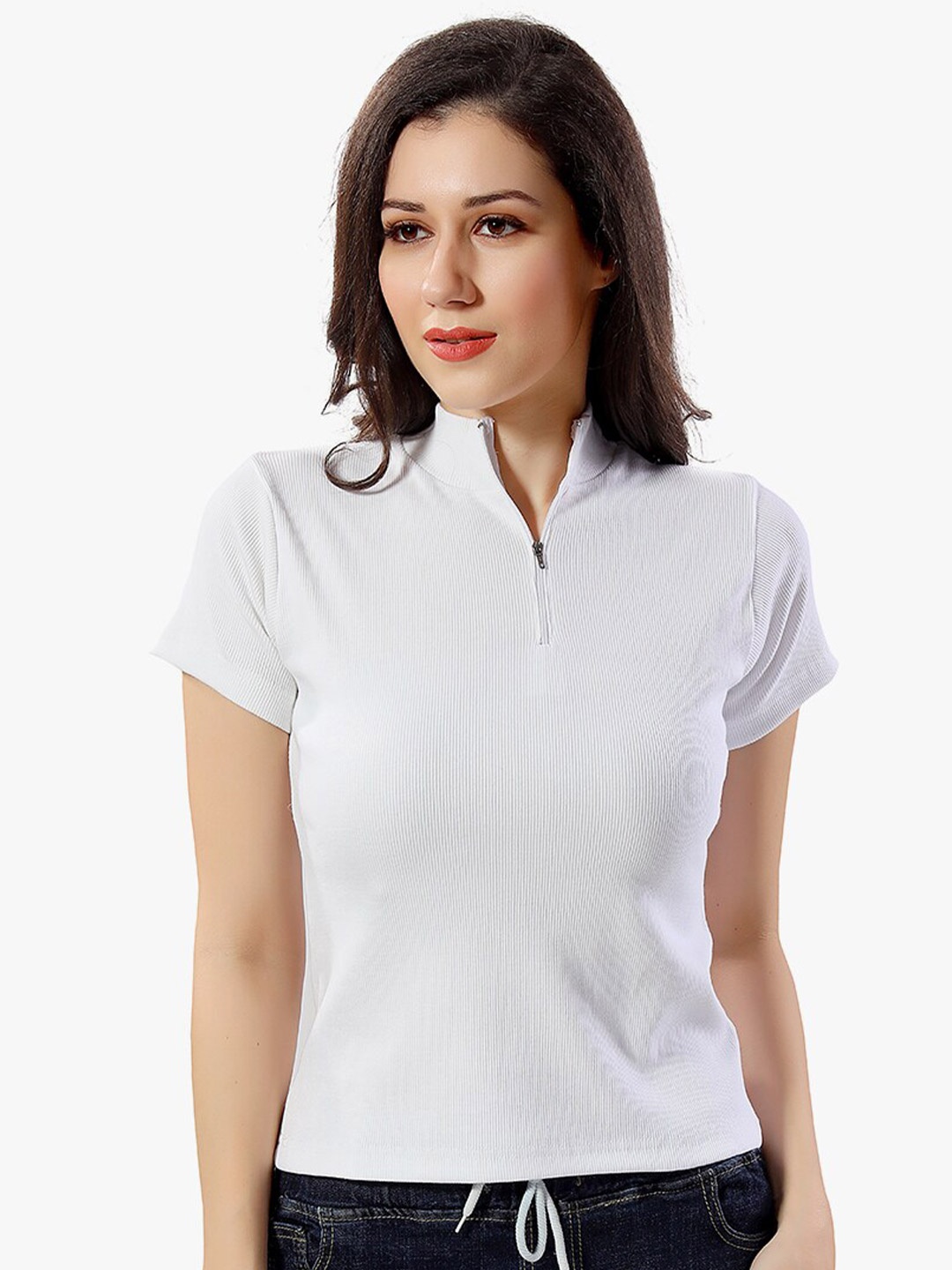 

TRASA High-Neck Cotton Top, White