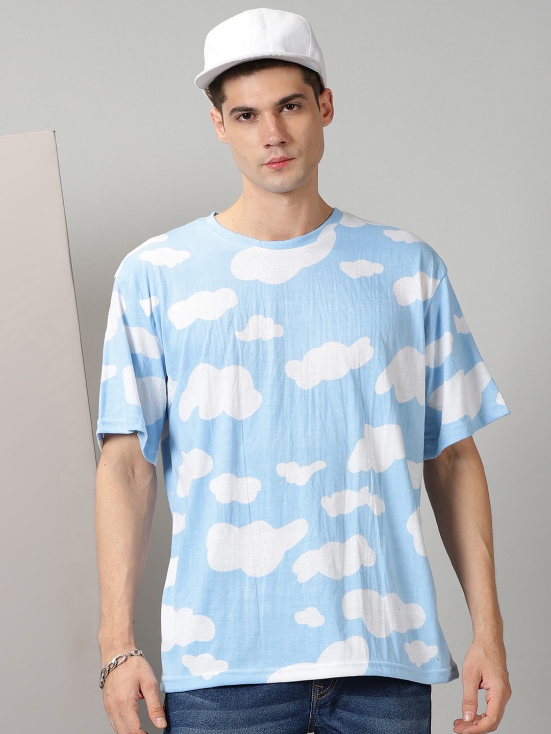 

Rodzen Abstract Printed Cotton Oversized Fit T-shirt, Blue