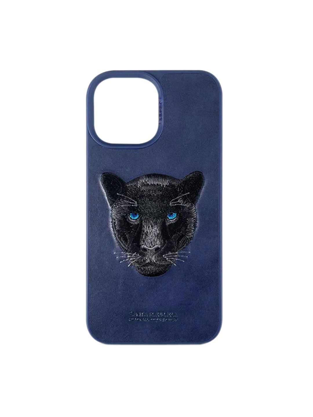 

TREEMODA Embroidered Leather iPhone 14 Phone BackCover, Blue