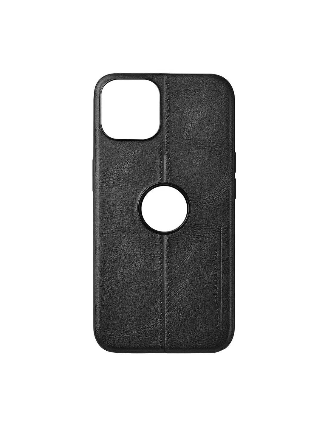 

TREEMODA Leather iPhone 12 Phone Back Case, Black