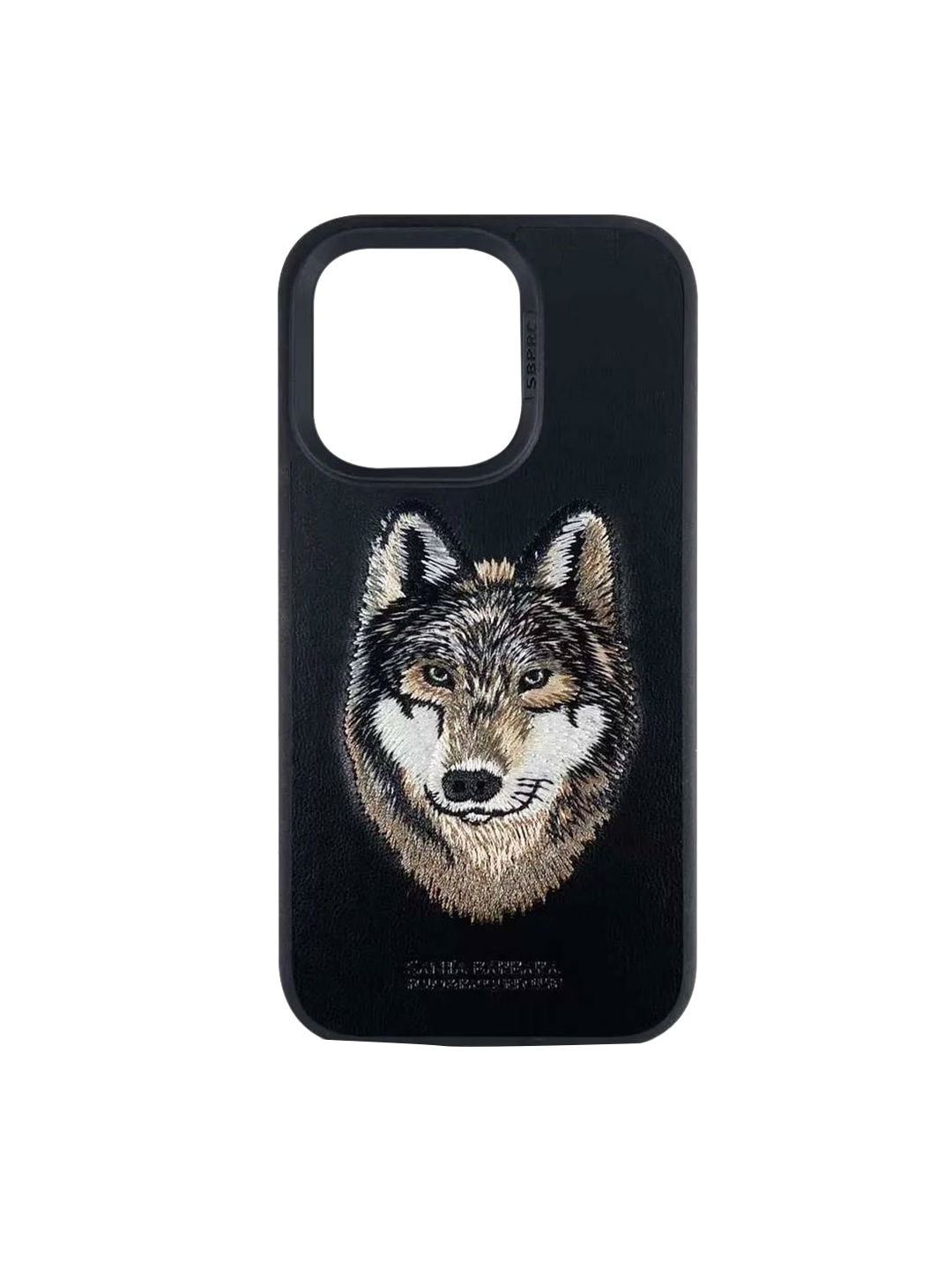 

TREEMODA Embroidered Leather iPhone 13 Promax Phone BackCover, Black