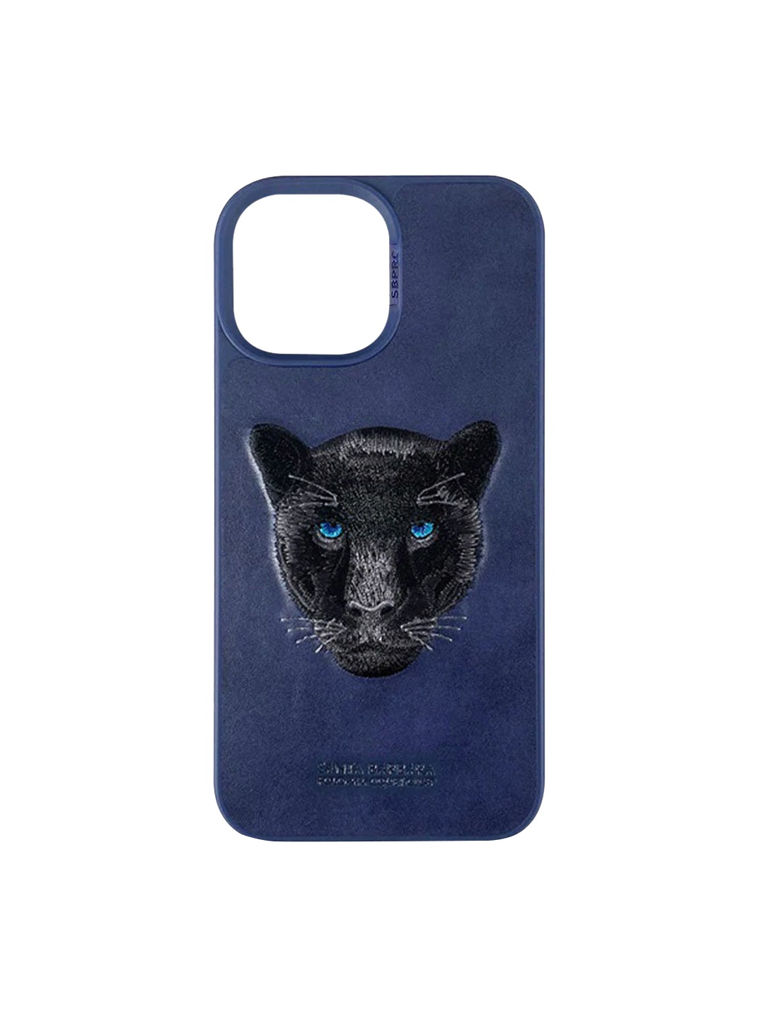 

TREEMODA Chimpanzee Embroidered iPhone 13 Leather Back Case, Blue