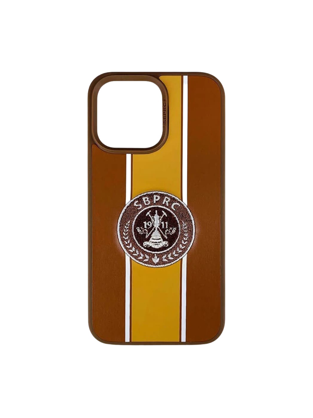 

TREEMODA Chimpanzee Embroidered iPhone 14 Pro Max Leather Back Case, Brown