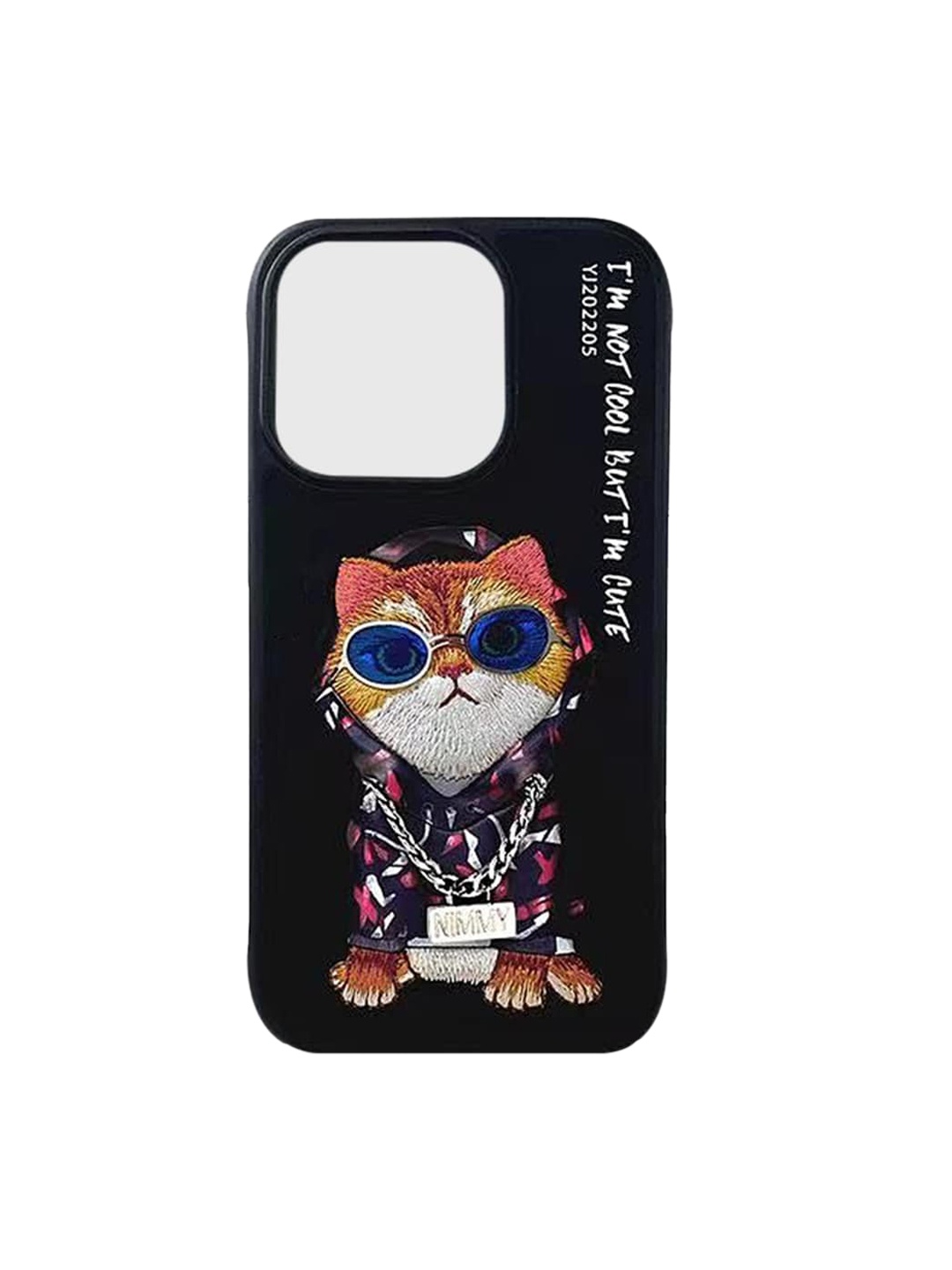 

TREEMODA Embroidered Leather Apple iPhone 14 Phone Back Cover, Black