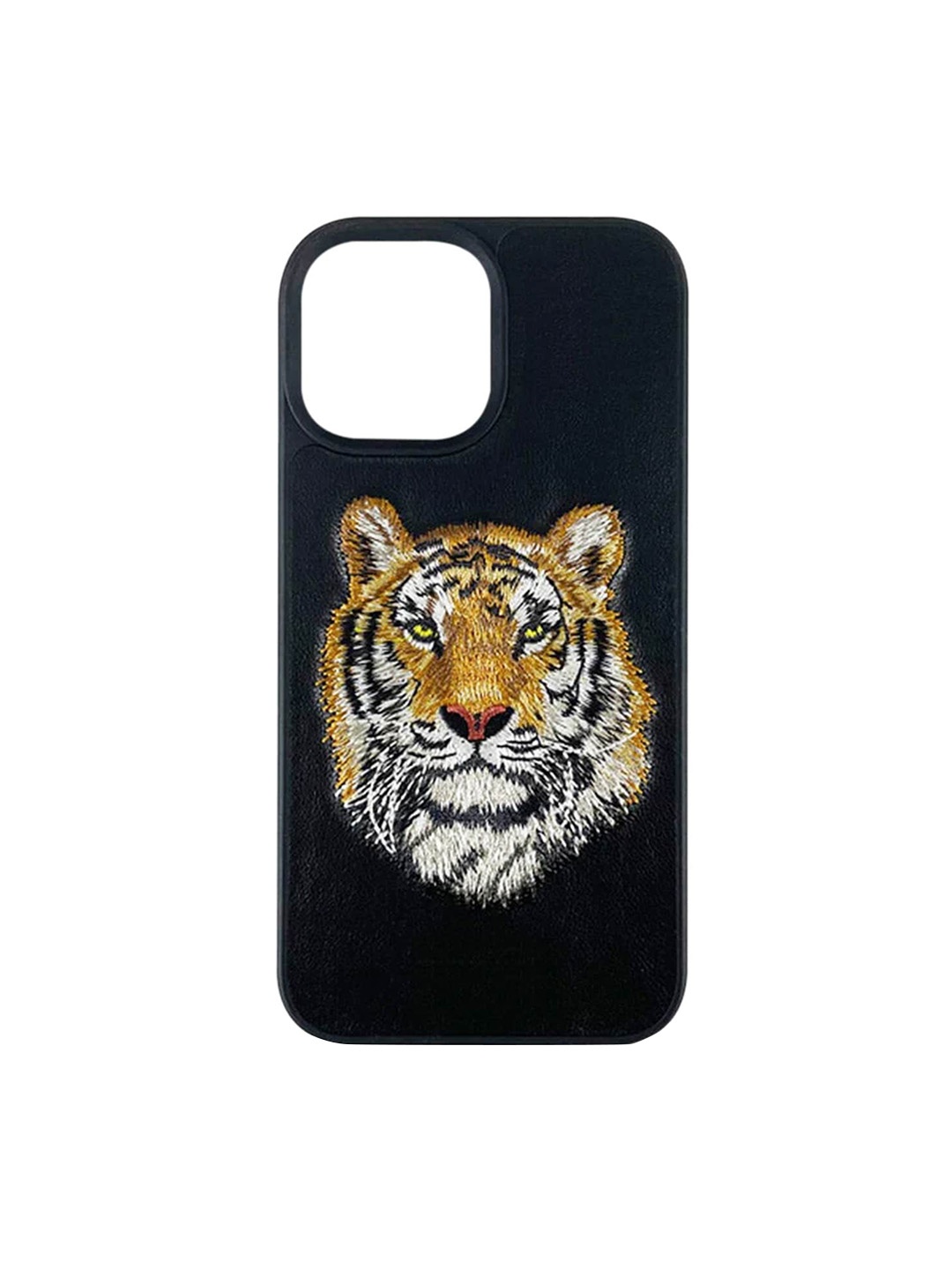 

TREEMODA SB Series Leather Embroidered iPhone 12 Pro Phone Back Case, Black