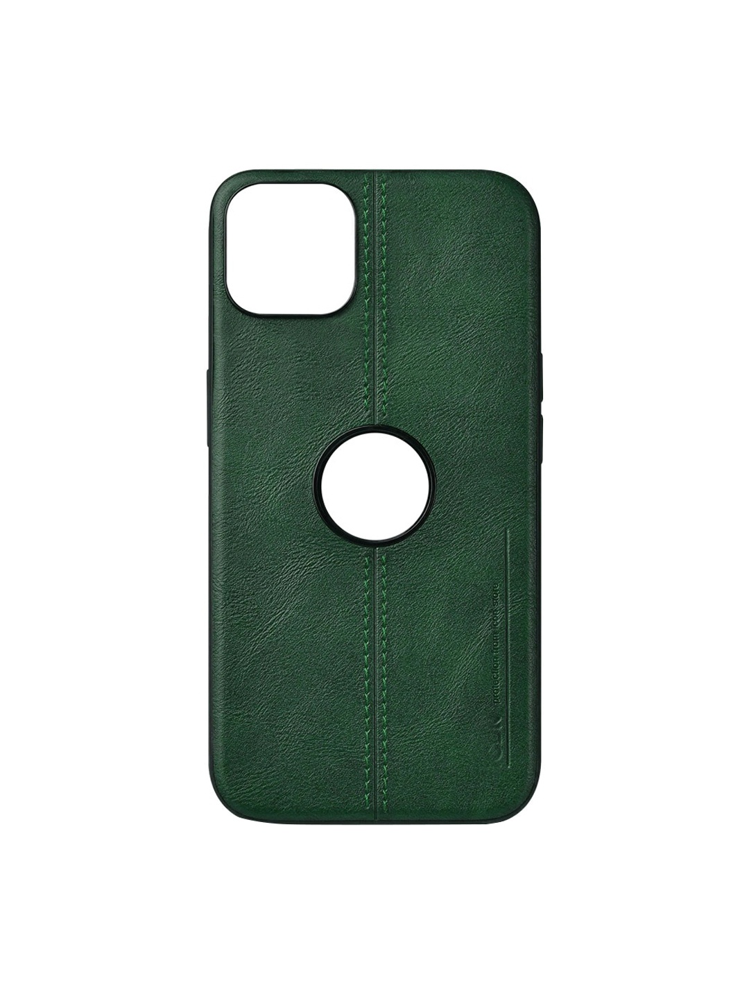 

TREEMODA Textured Leather iPhone 14 Mini Phone Back Case, Green