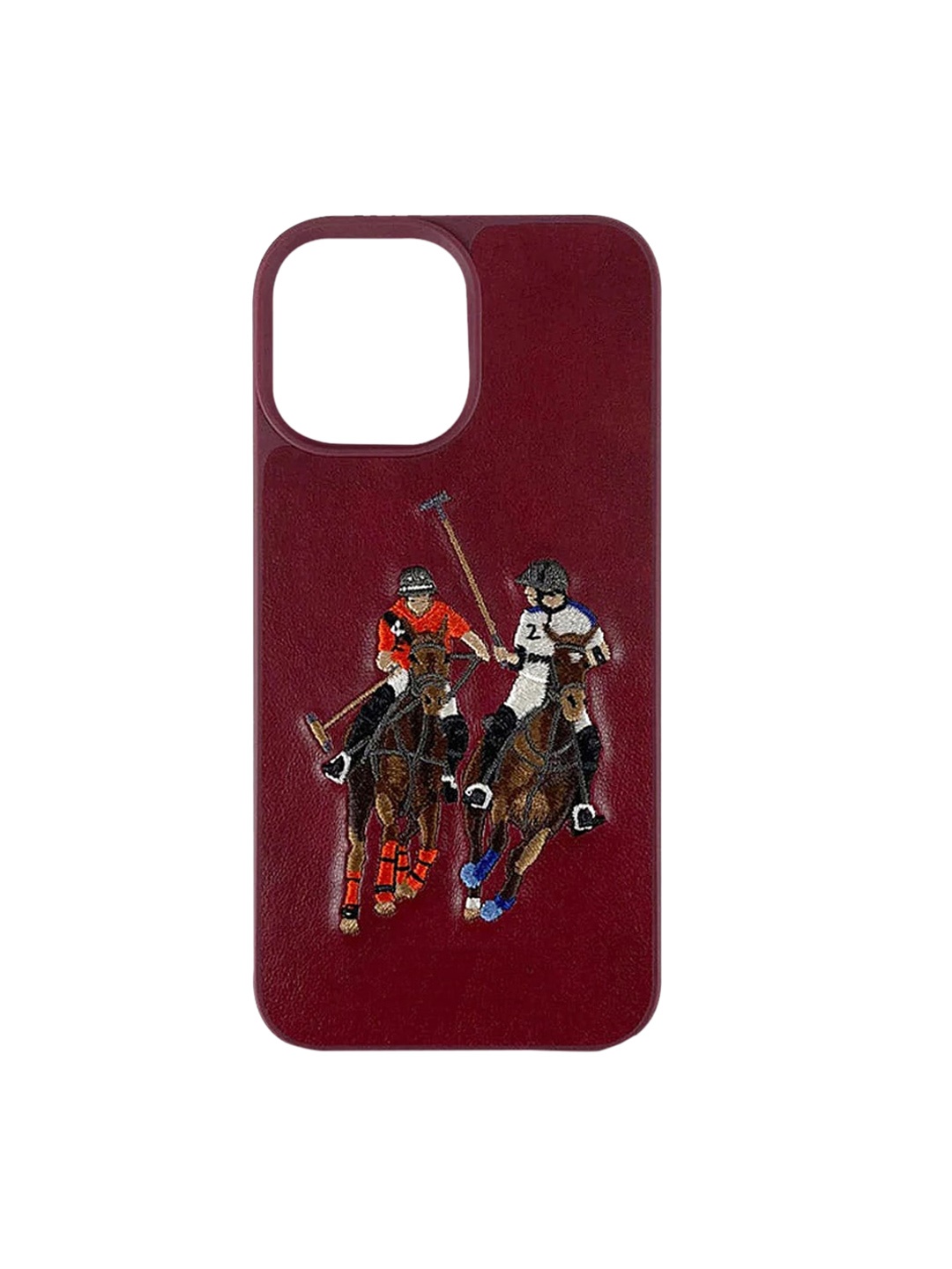 

TREEMODA Polo Embroidered iPhone 13 Leather Back Case, Maroon