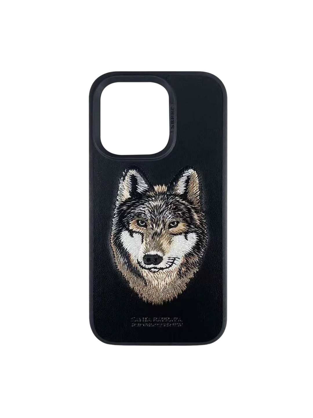 

TREEMODA Wolf Face Embroidered Apple iPhone 13 Pro Mobile Cover, Black