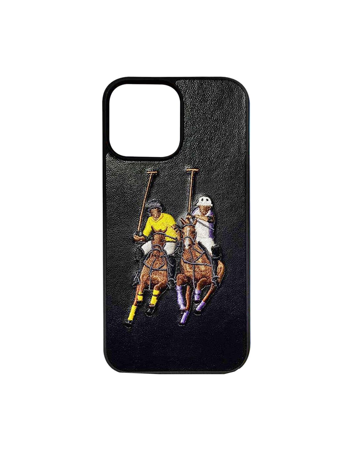

TREEMODA Chimpanzee Embroidered iPhone 12 Pro Max Leather Back Case, Black