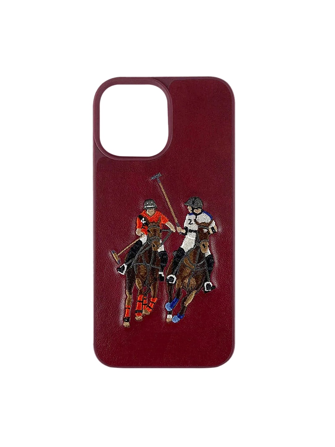 

TREEMODA Printed Leather iPhone 13 Pro Phone Back Case, Red