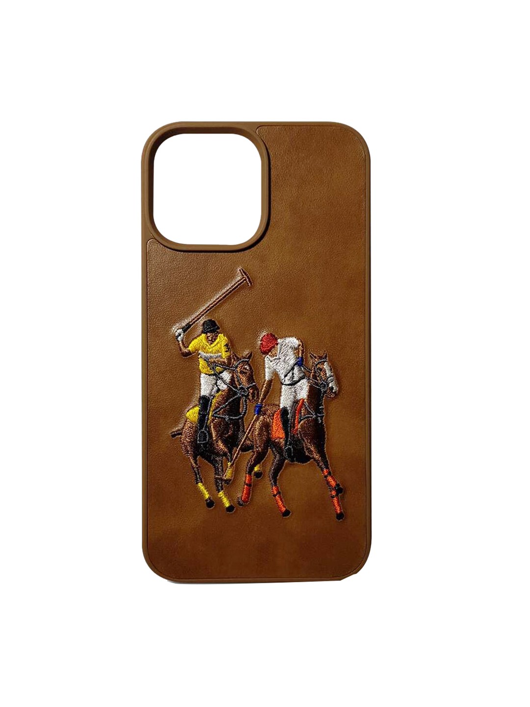 

TREEMODA SB Series Leather Embroidered iPhone 13 Pro Max Phone Mobile Accessories, Brown
