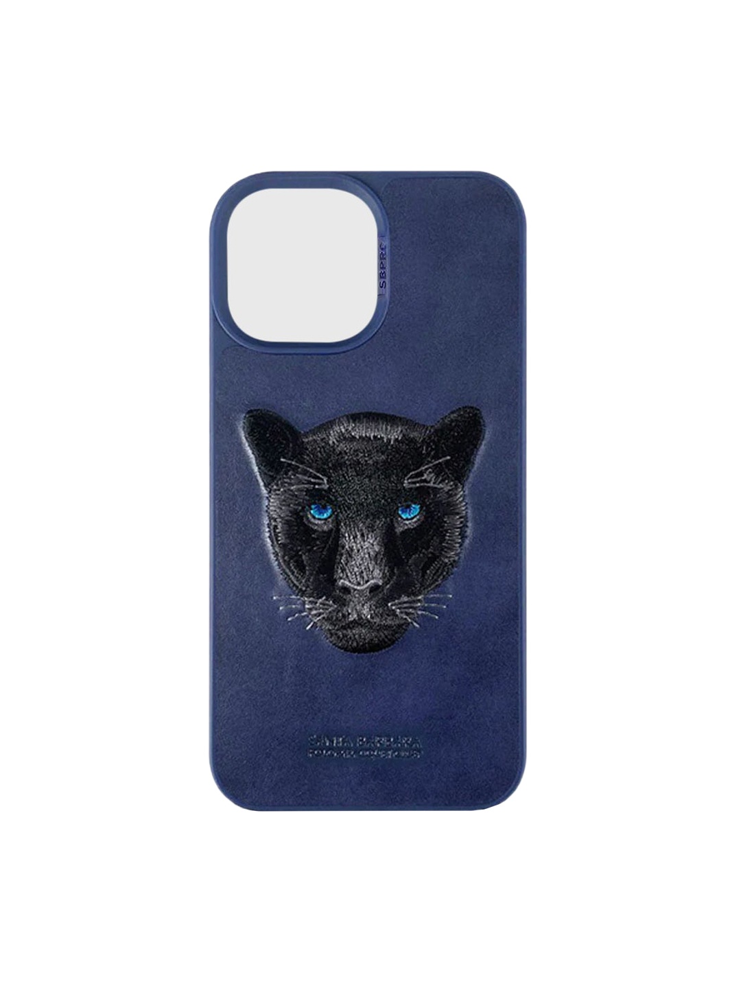 

TREEMODA Printed Leather iPhone 14 Pro Phone Back Case, Blue