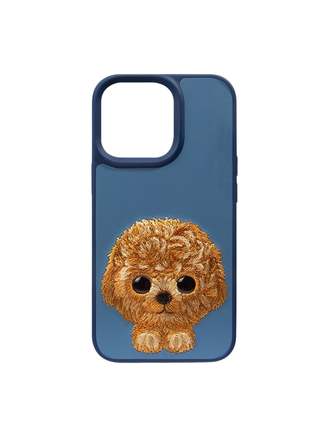 

TREEMODA NM Series Leather Embroidered iPhone 13 Pro Phone Back Case, Blue