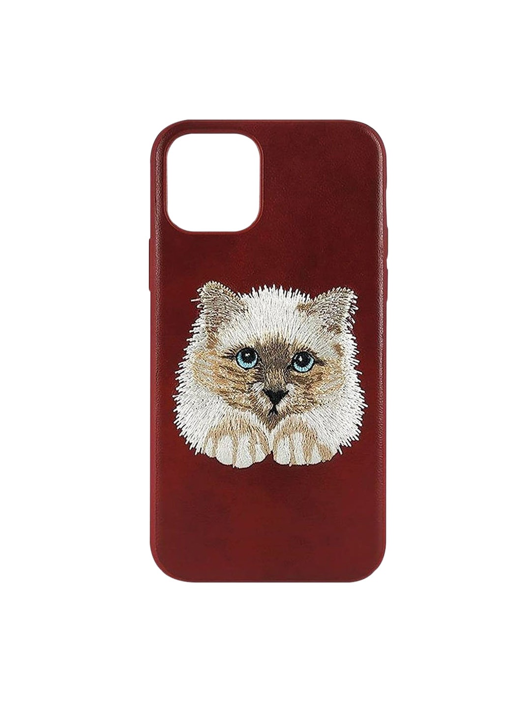 

TREEMODA Printed Leather iPhone 14 Phone Back Case, Red
