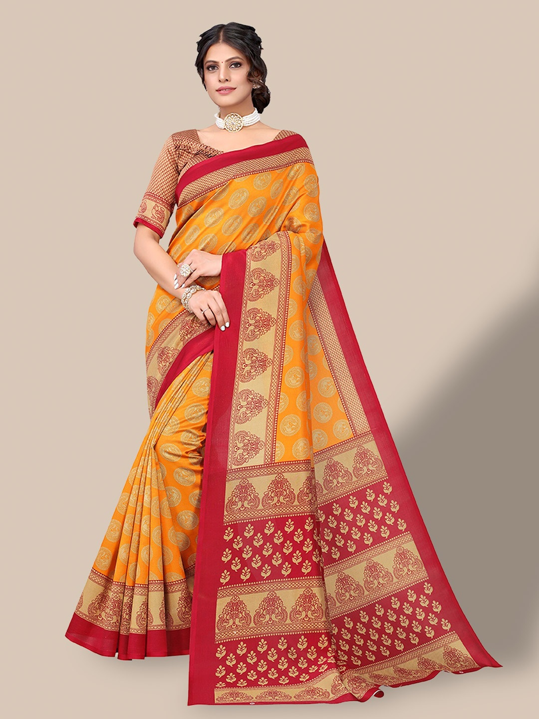 

Poshyaa Selection Of 2 Ethnic Motifs Printed Mysore Silk Saree, Black