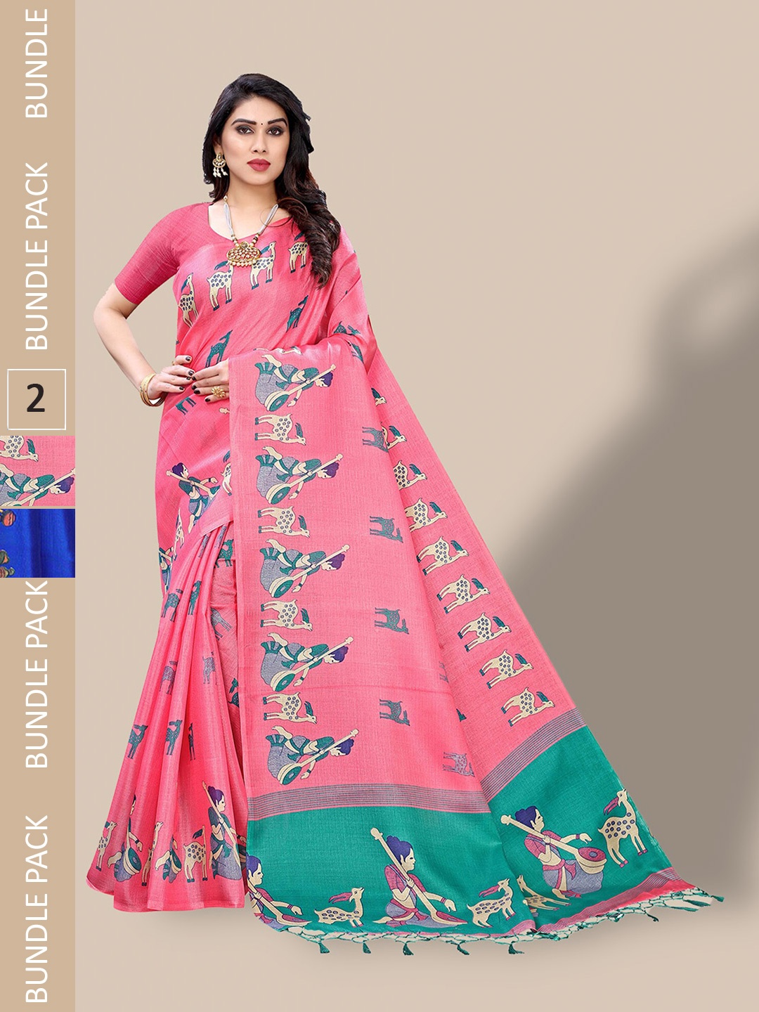 

Poshyaa A Slecetion Of 2 Ethnic Motifs Mysore Silk Sarees, Blue