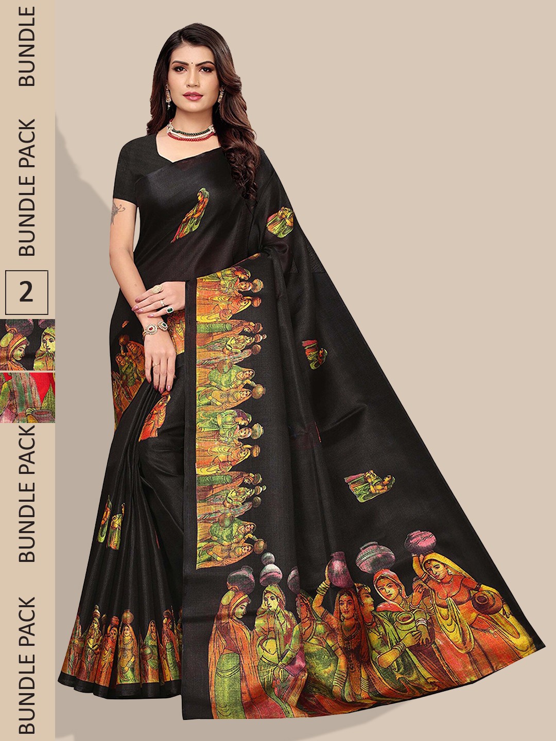

Poshyaa Red & Black Ethnic Motifs Art Silk Mysore Silk Saree