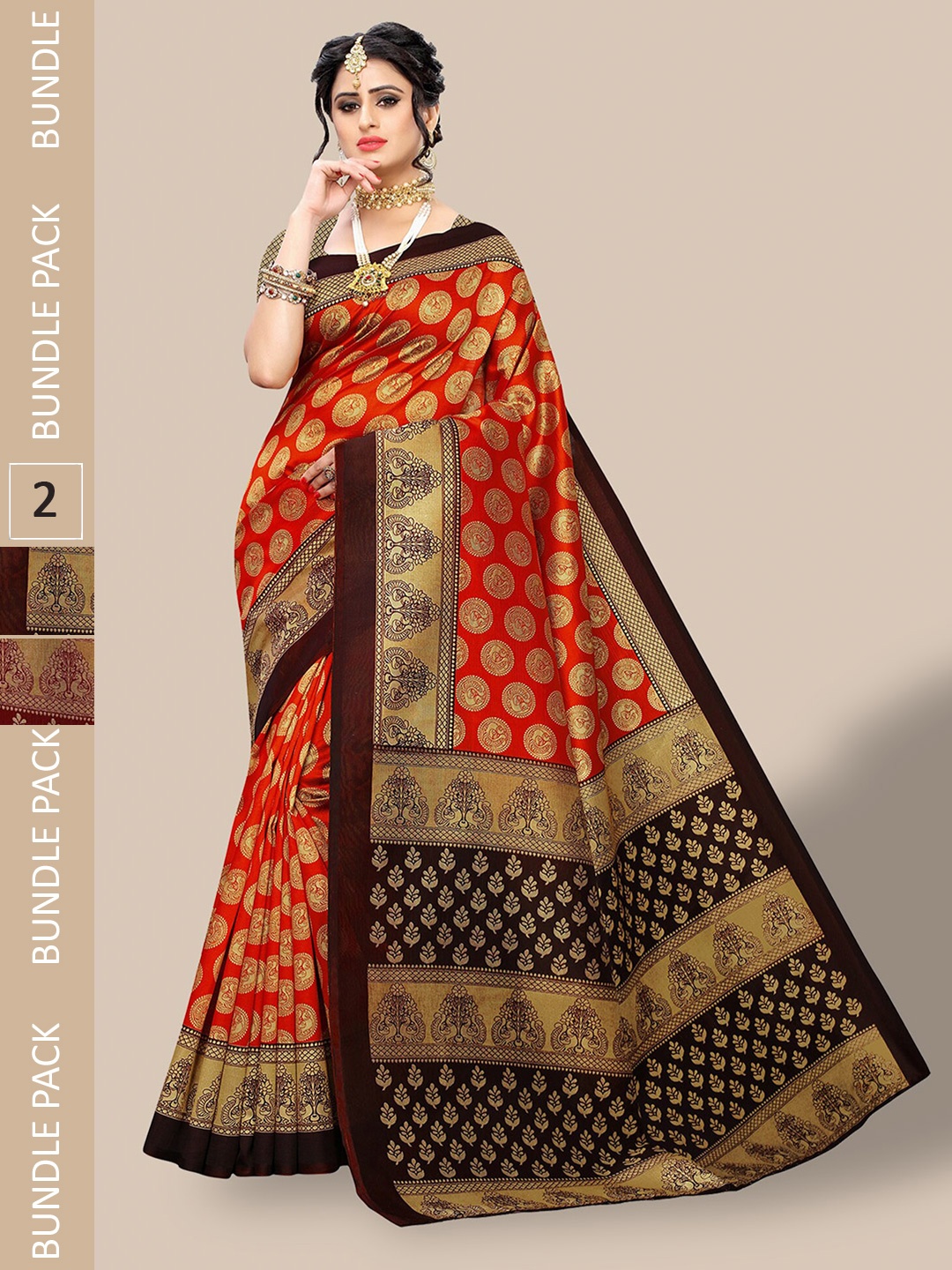 

Poshyaa A Selection Of 2 Ethnic Motifs Woven Design Art Silk Mysore Silk Sarees, Red