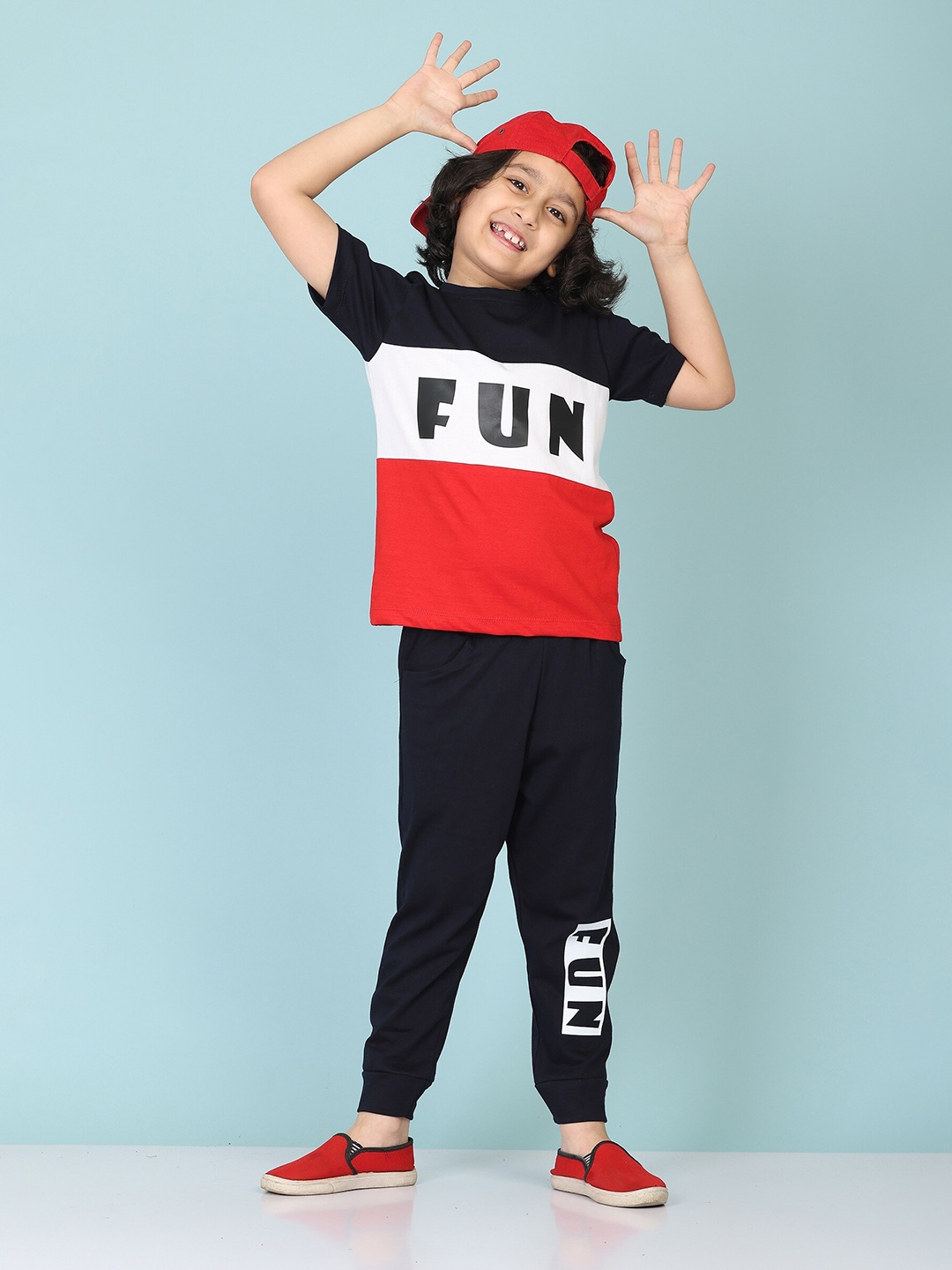 

BAESD Boys Colourblocked Pure Cotton T-shirt with Shorts, Red