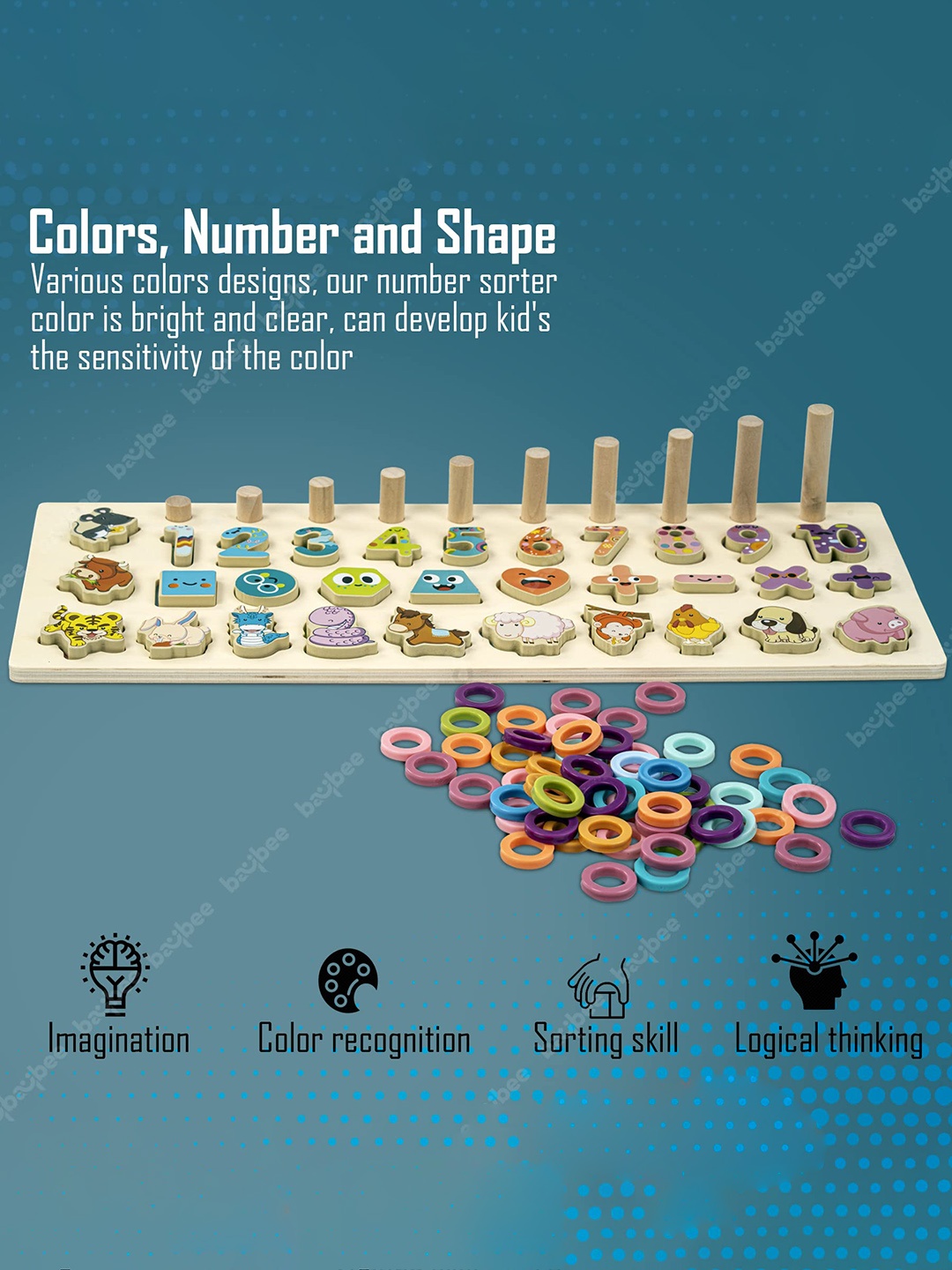 

BAYBEE Wooden Zodiac Animals Matching Board Puzzle Learning And Development Toys, Beige